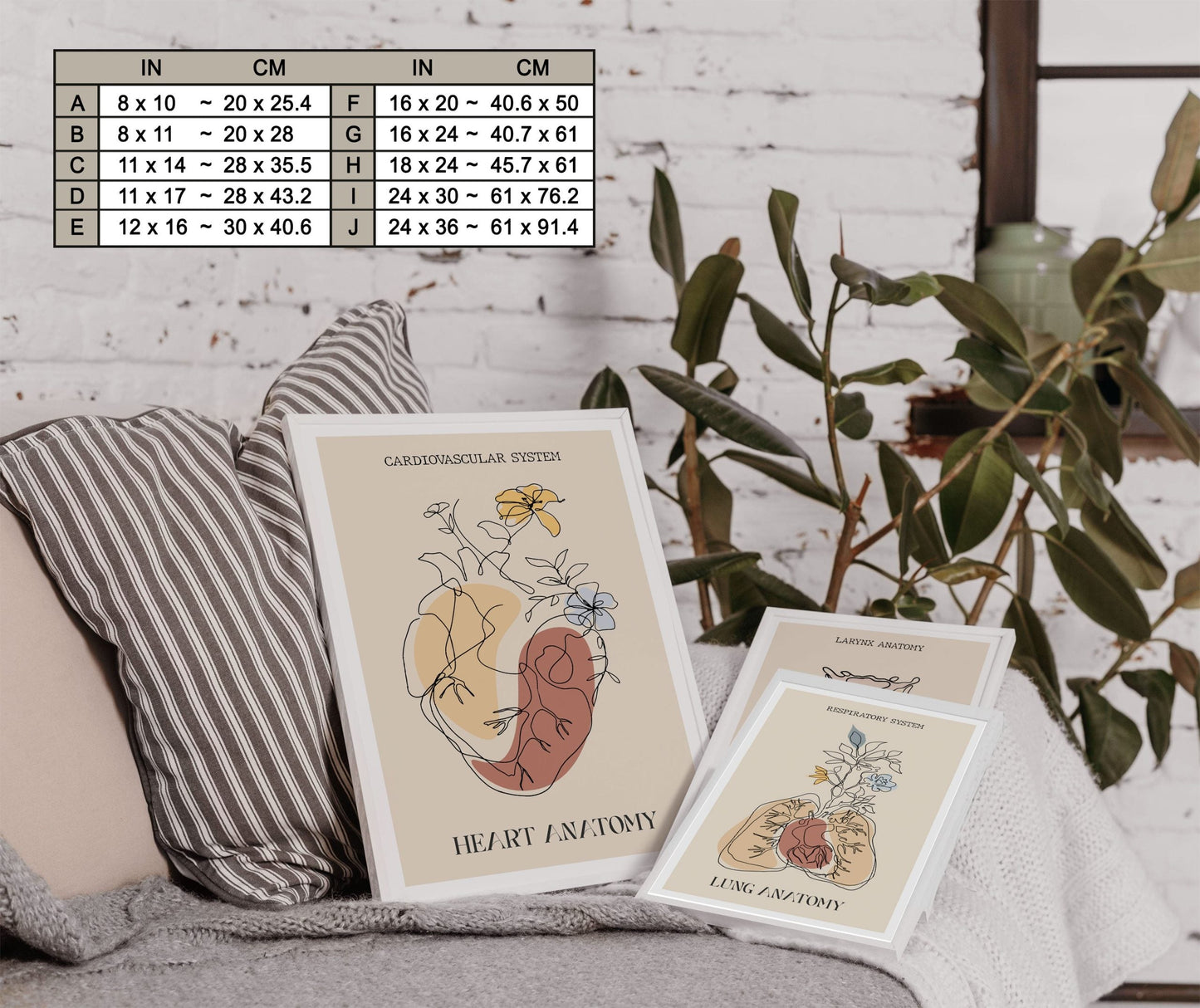 Abstract Heart Floral Anatomy Medical Line Art Poster (7)