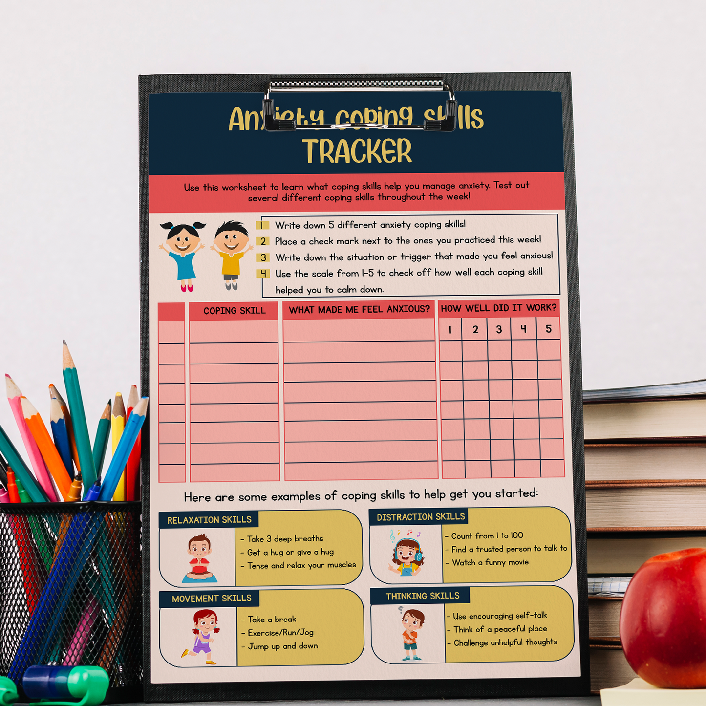 Anxiety Coping Skills Tracker Tool Fillable Worksheet (2)