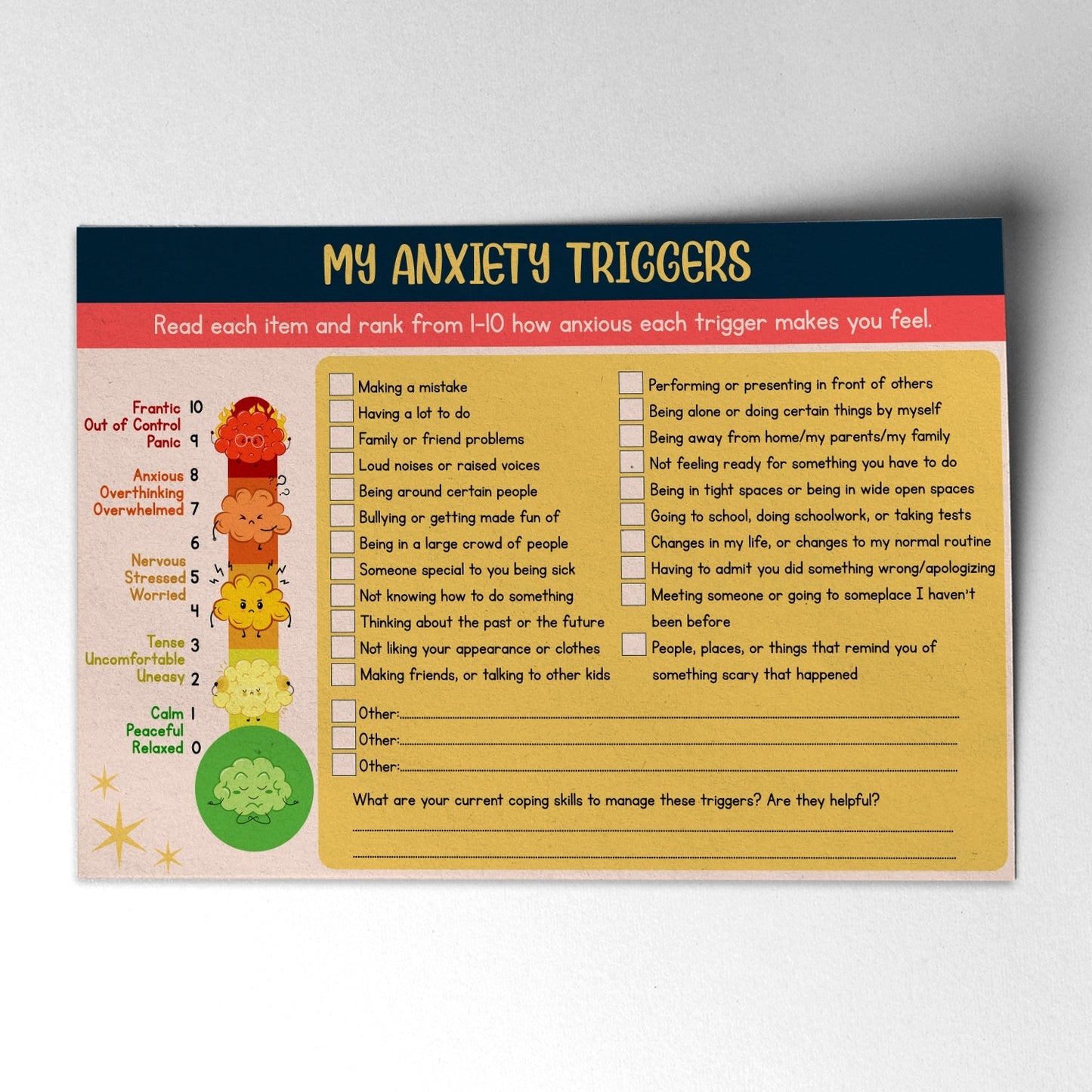 Anxiety Thermometer Worksheet