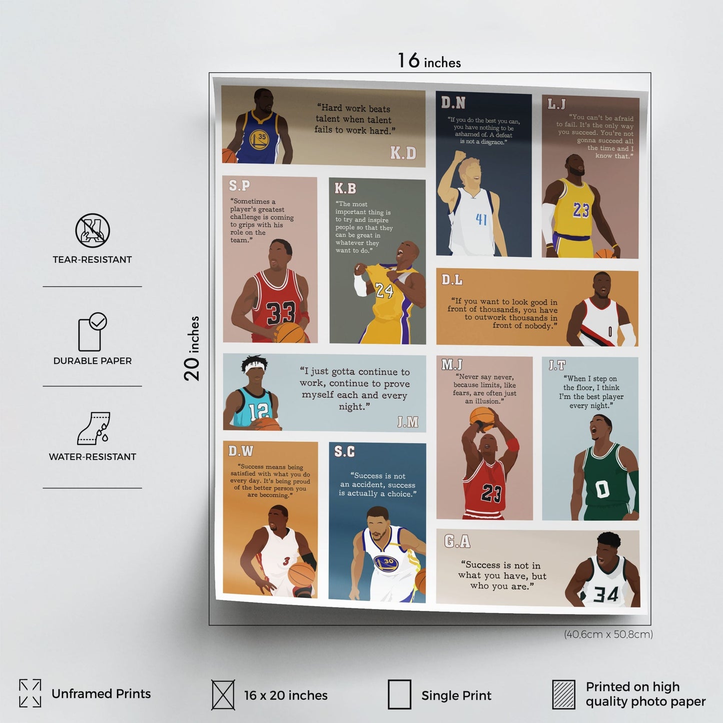 Basketball Superstars UNFRAMED 16&#215;20 inch High-Quality Poster (3)