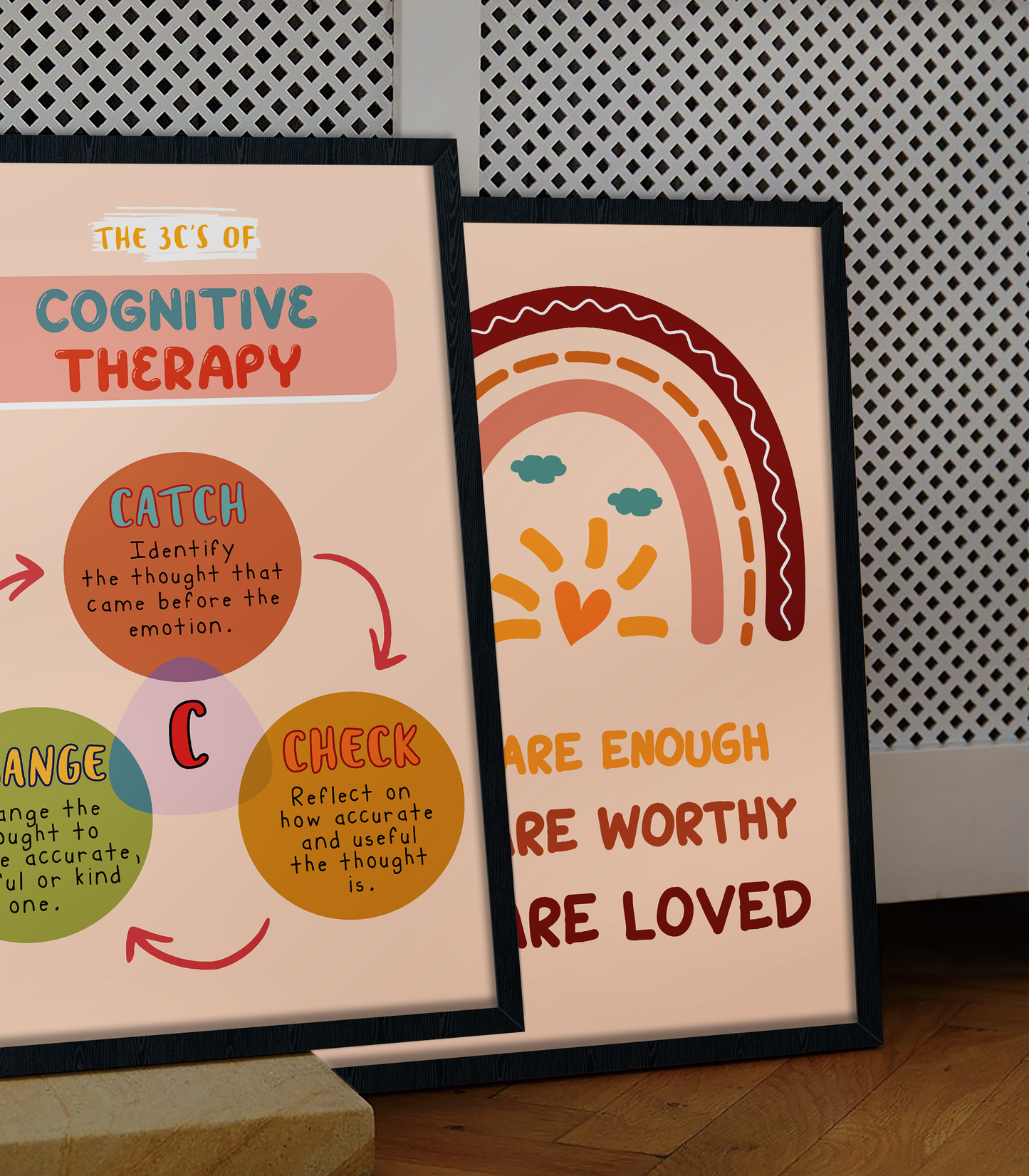 Boho 3 C&#8217;s of CBT Therapy Mental Health Poster (3)