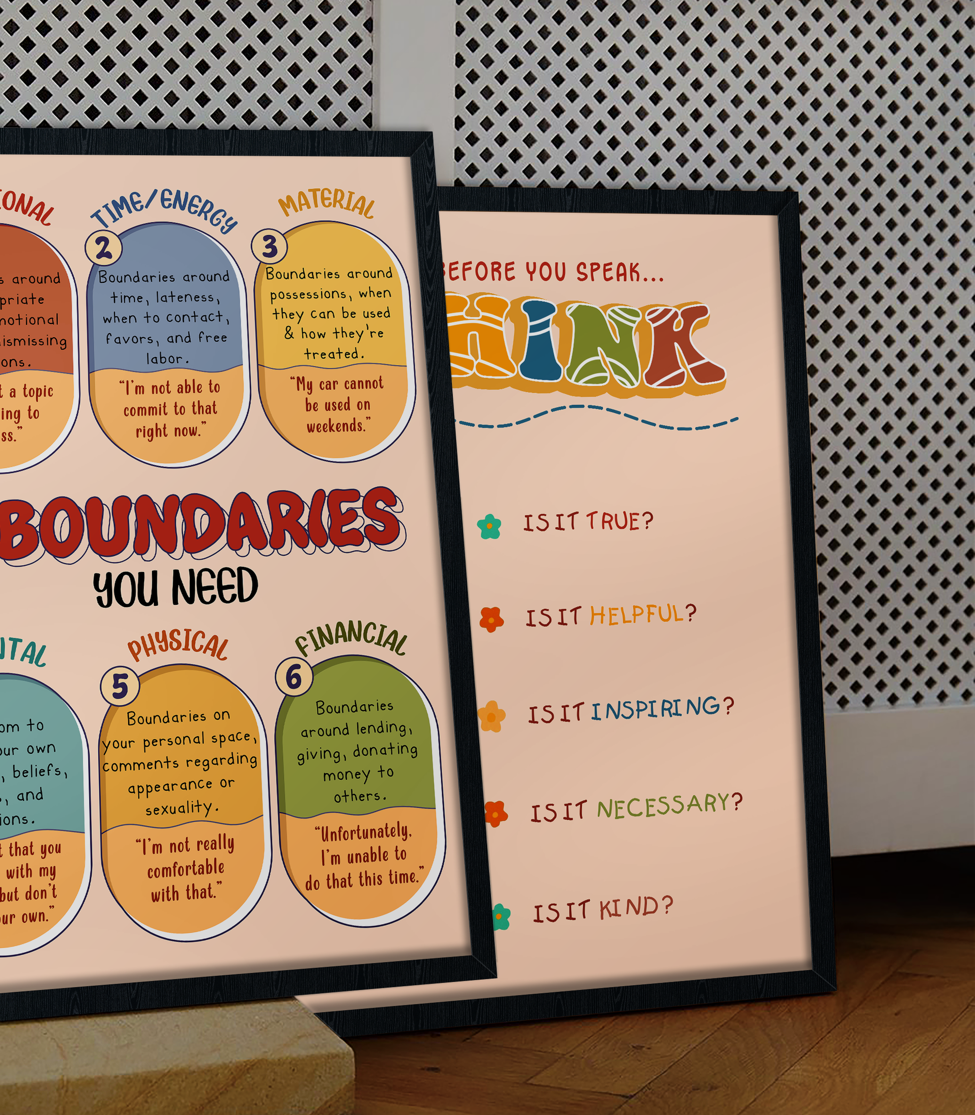 Boho 6 Boundaries You Need Mental Health Poster (3)