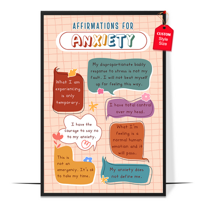 Boho Affirmations for Anxiety Poster