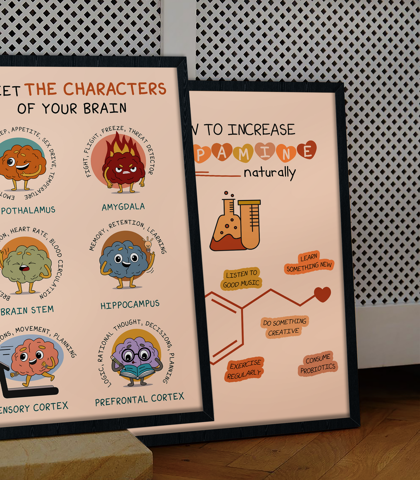 Boho Brain Characters Emotions Mental Health Poster (3)