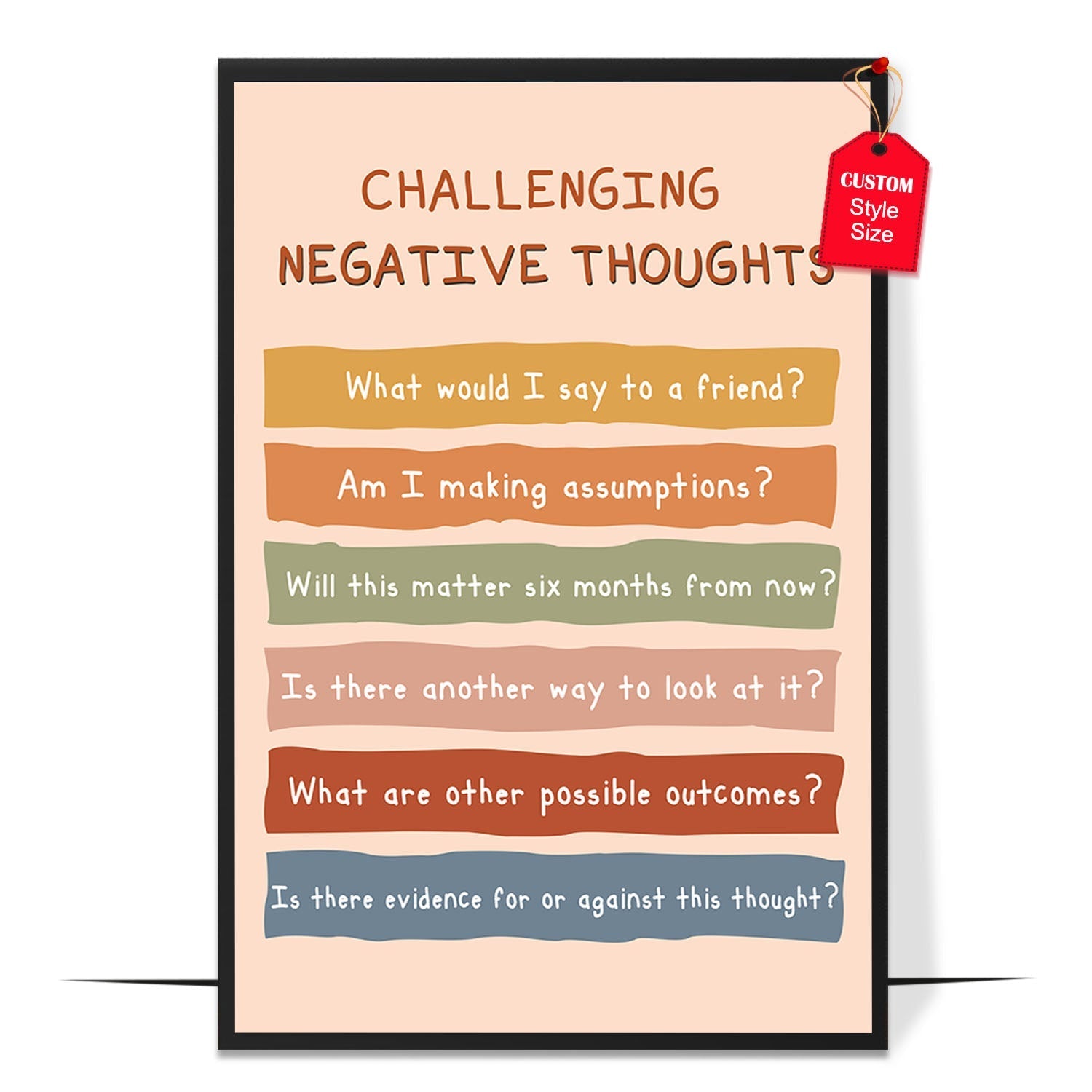 Boho Challenging Negative Thoughts Poster