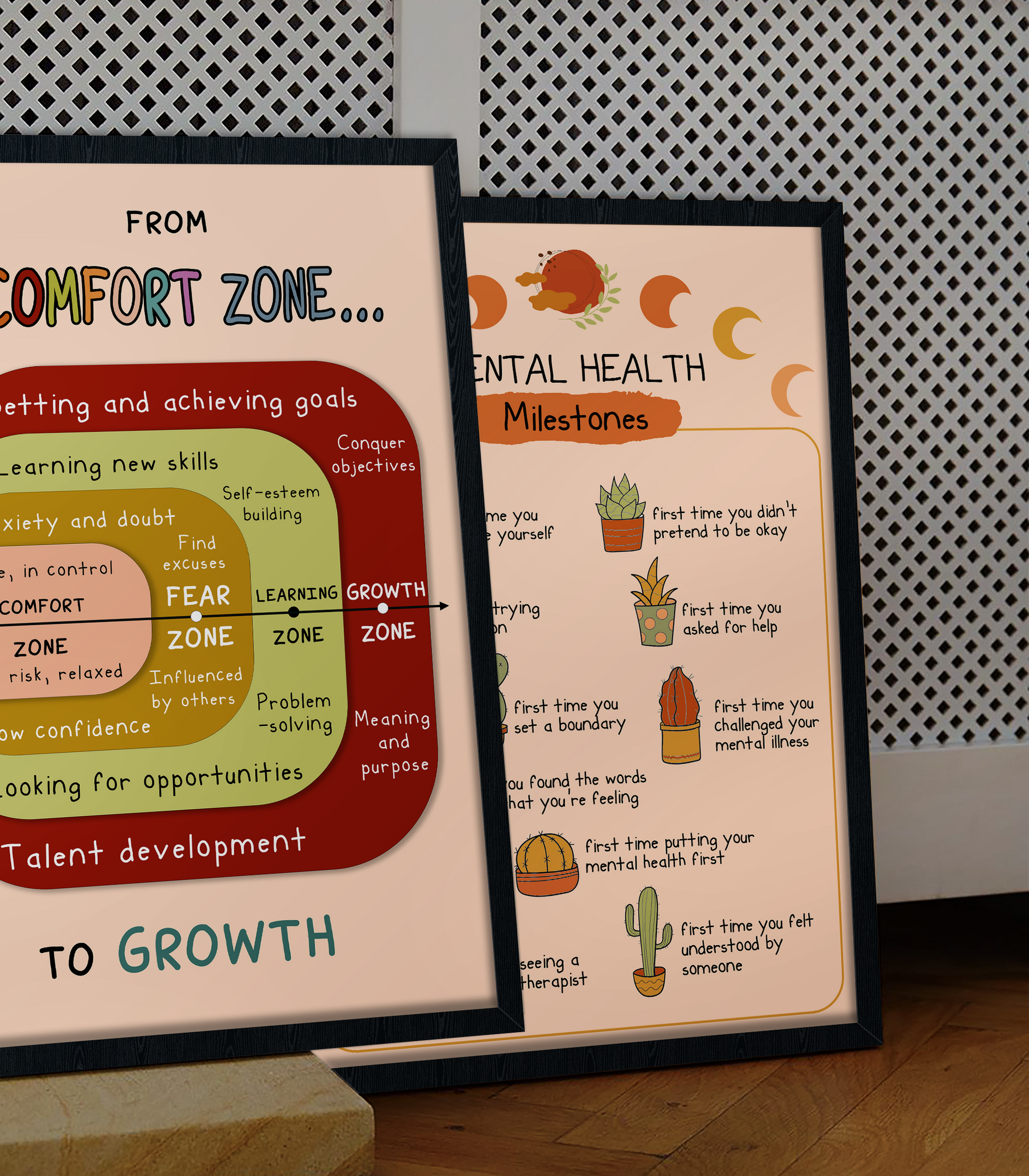 Boho Comfort Zone Growth Mindset Mental Health Poster (3)