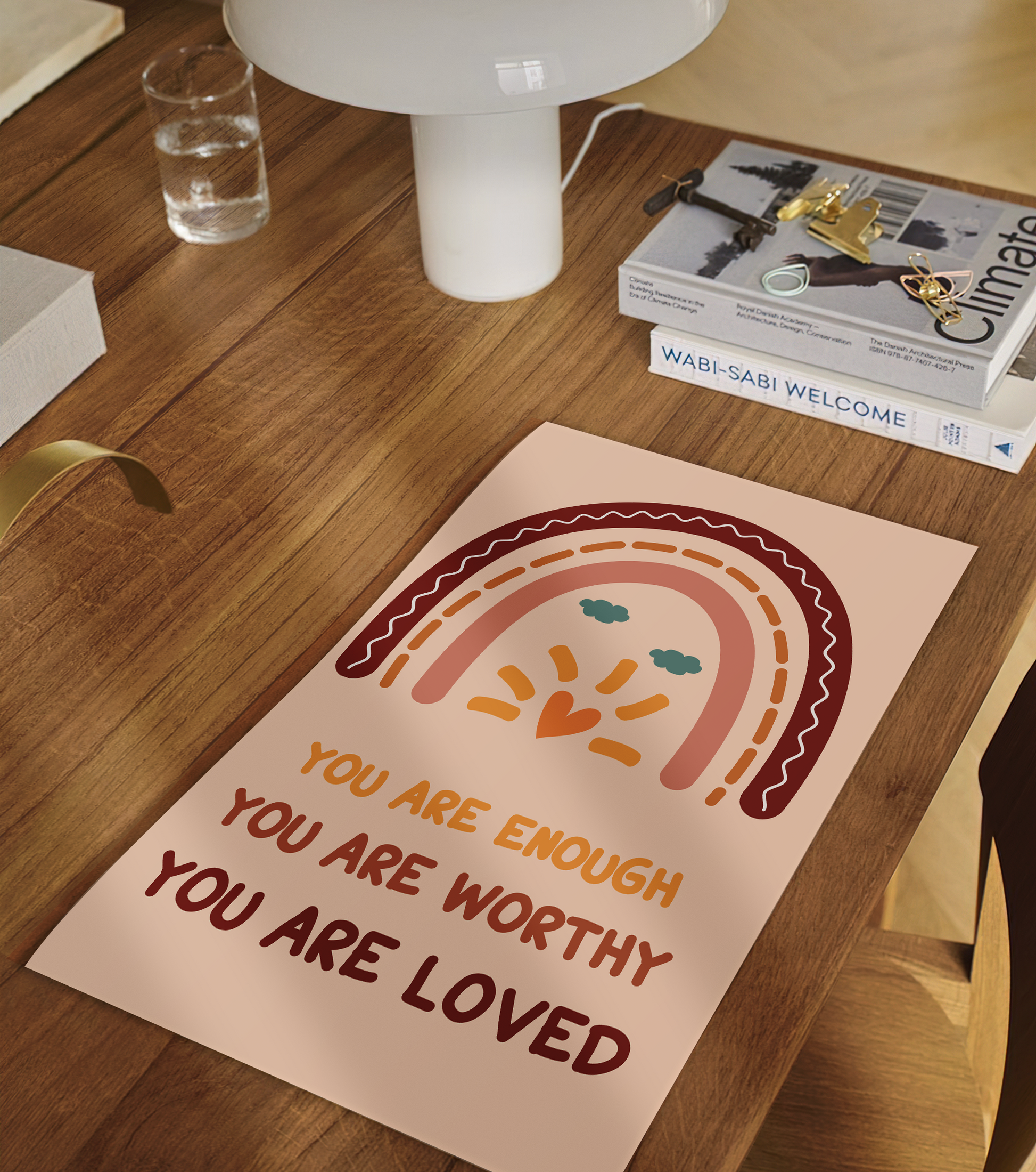 Boho Enough Worthy Loved Therapy Mental Health Poster (2)