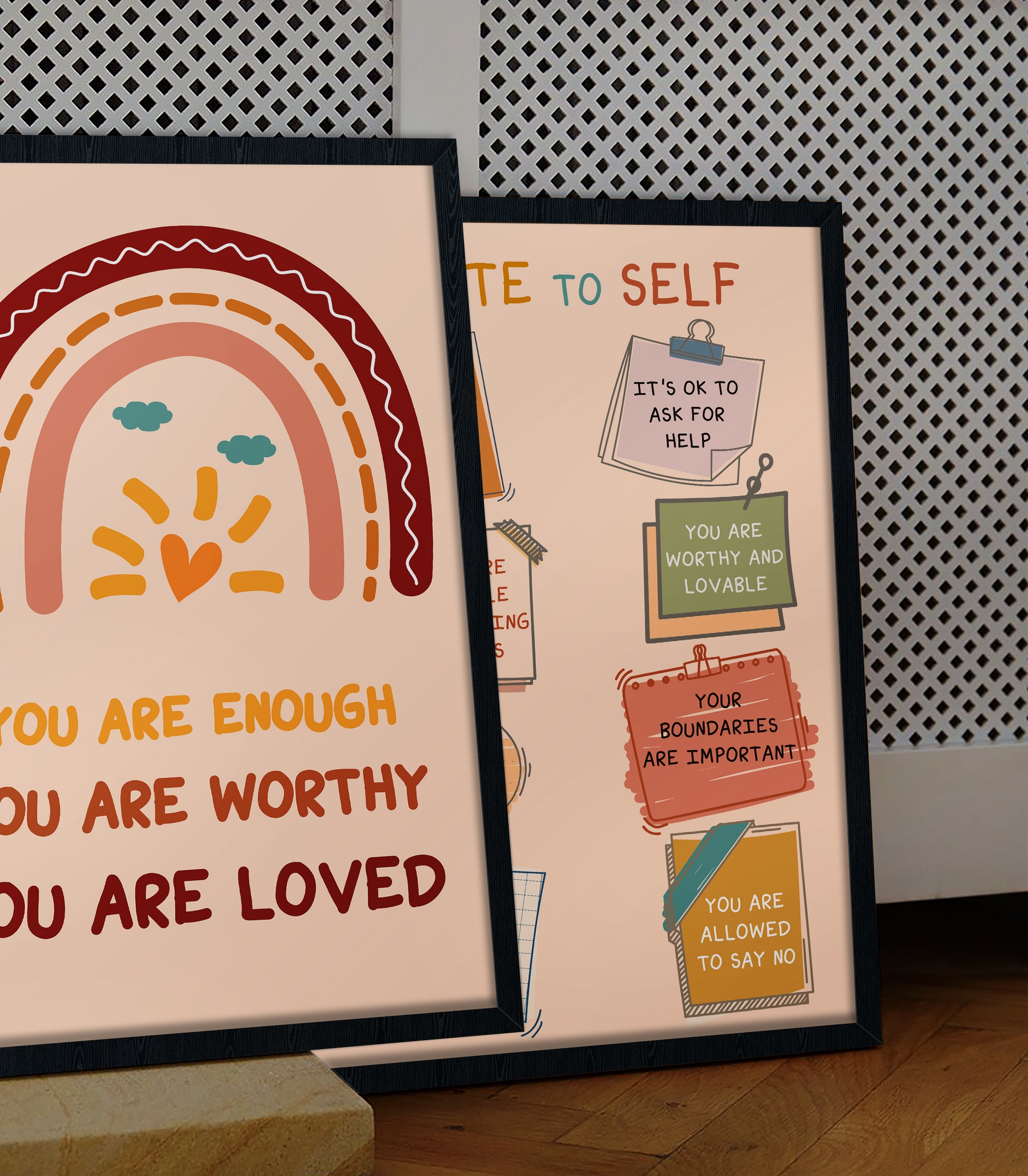 Boho Enough Worthy Loved Therapy Mental Health Poster (3)