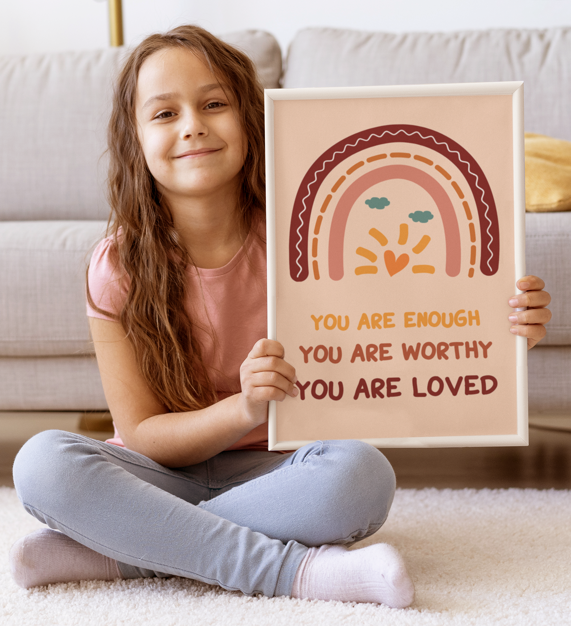 Boho Enough Worthy Loved Therapy Mental Health Poster (5)