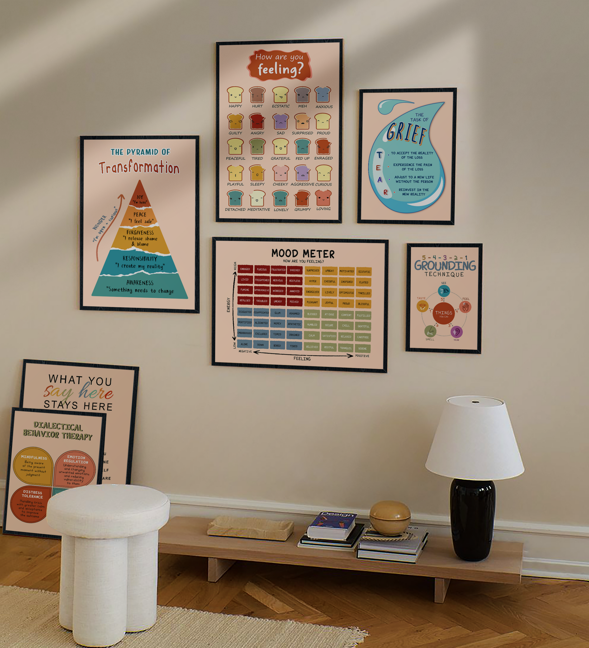 Boho Feelings Mood Calm Corner Mental Health Poster (6)