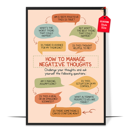 Boho How to Manage Negative Thoughts Poster