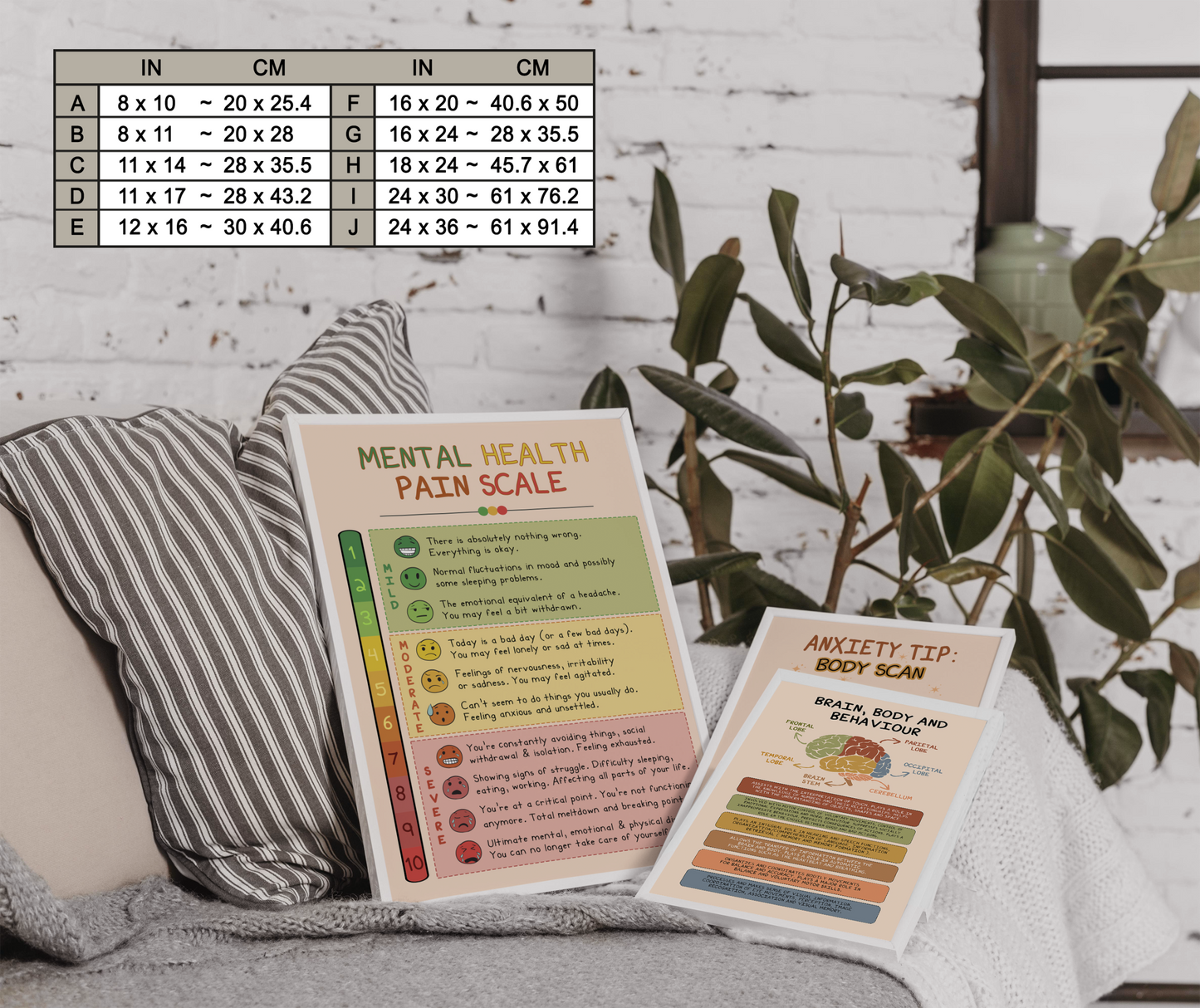 Boho Mental Health Pain Scale Emotions Therapy Poster (7)