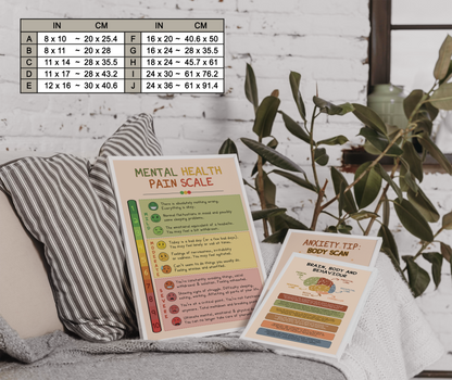 Boho Mental Health Pain Scale Emotions Therapy Poster (7)