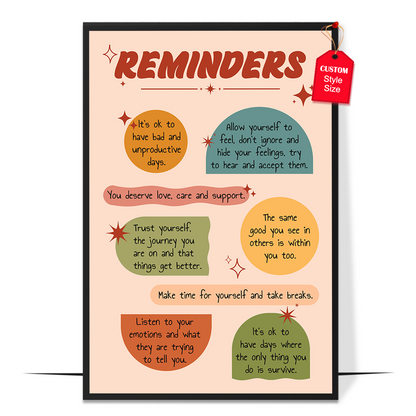 Boho Mental Health Reminders Poster