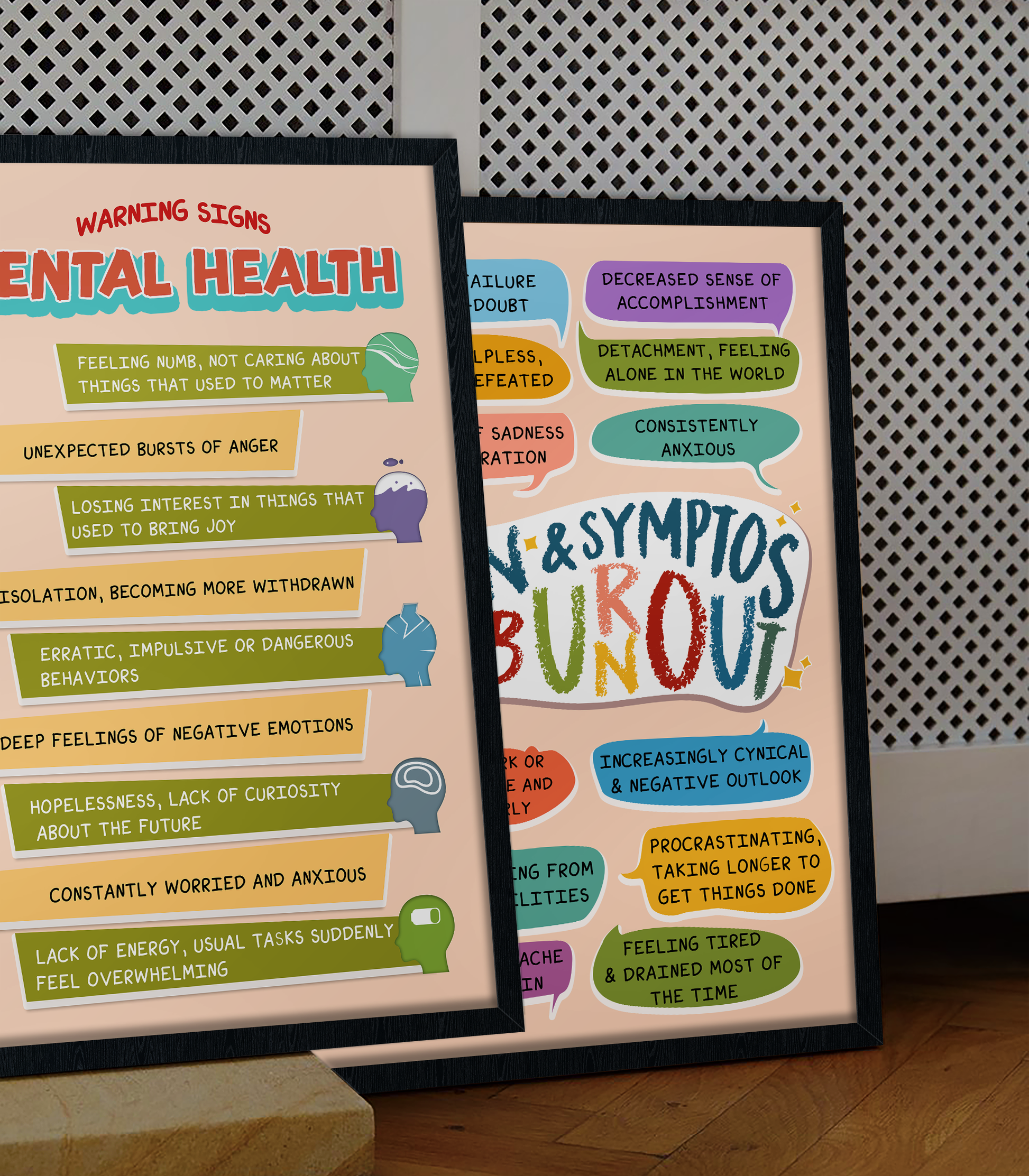 Boho Mental Health Warning Signs Trauma Poster (3)