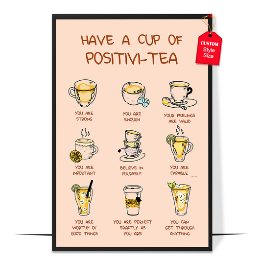 Boho Positivi tea Affirmation Mental Health Poster