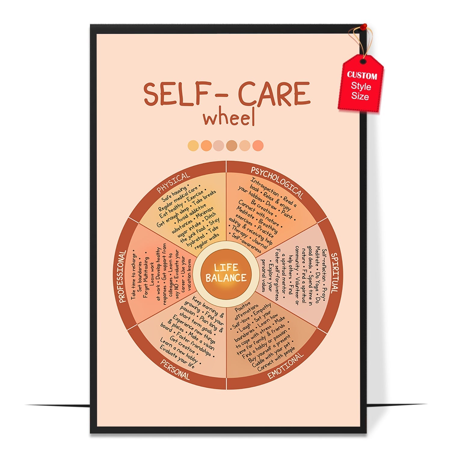 Boho Self Care Wheel Poster