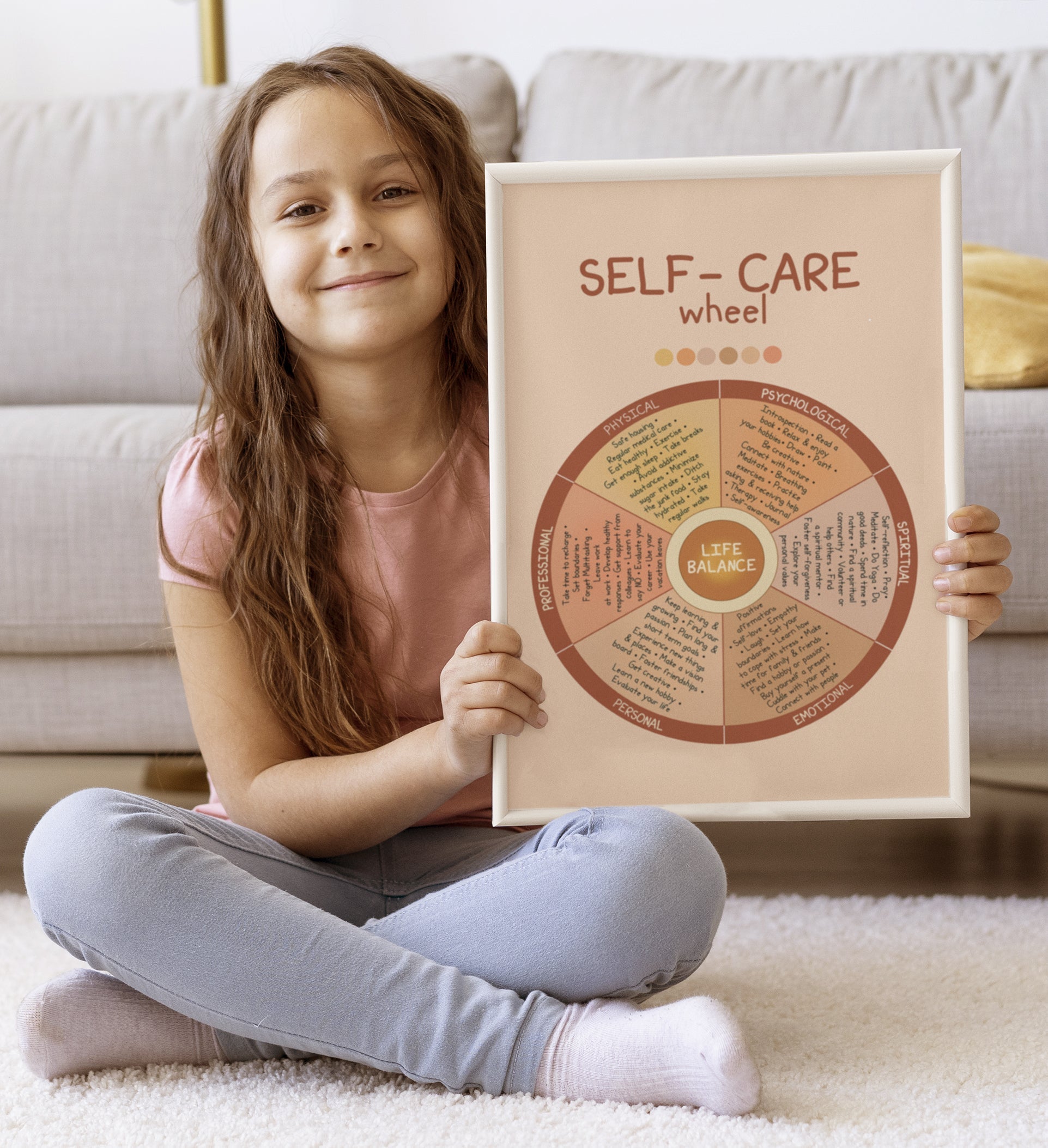 Boho Self Care Wheel Therapy Mental Health Poster (4)