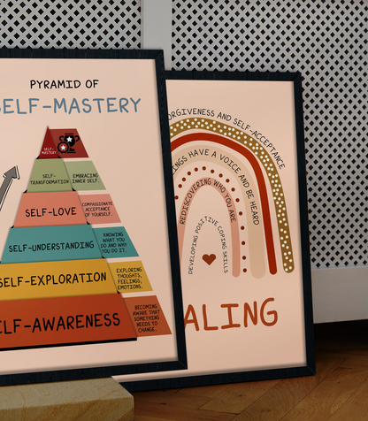 Boho Self Mastery Pyramid Mental Health Poster (3)