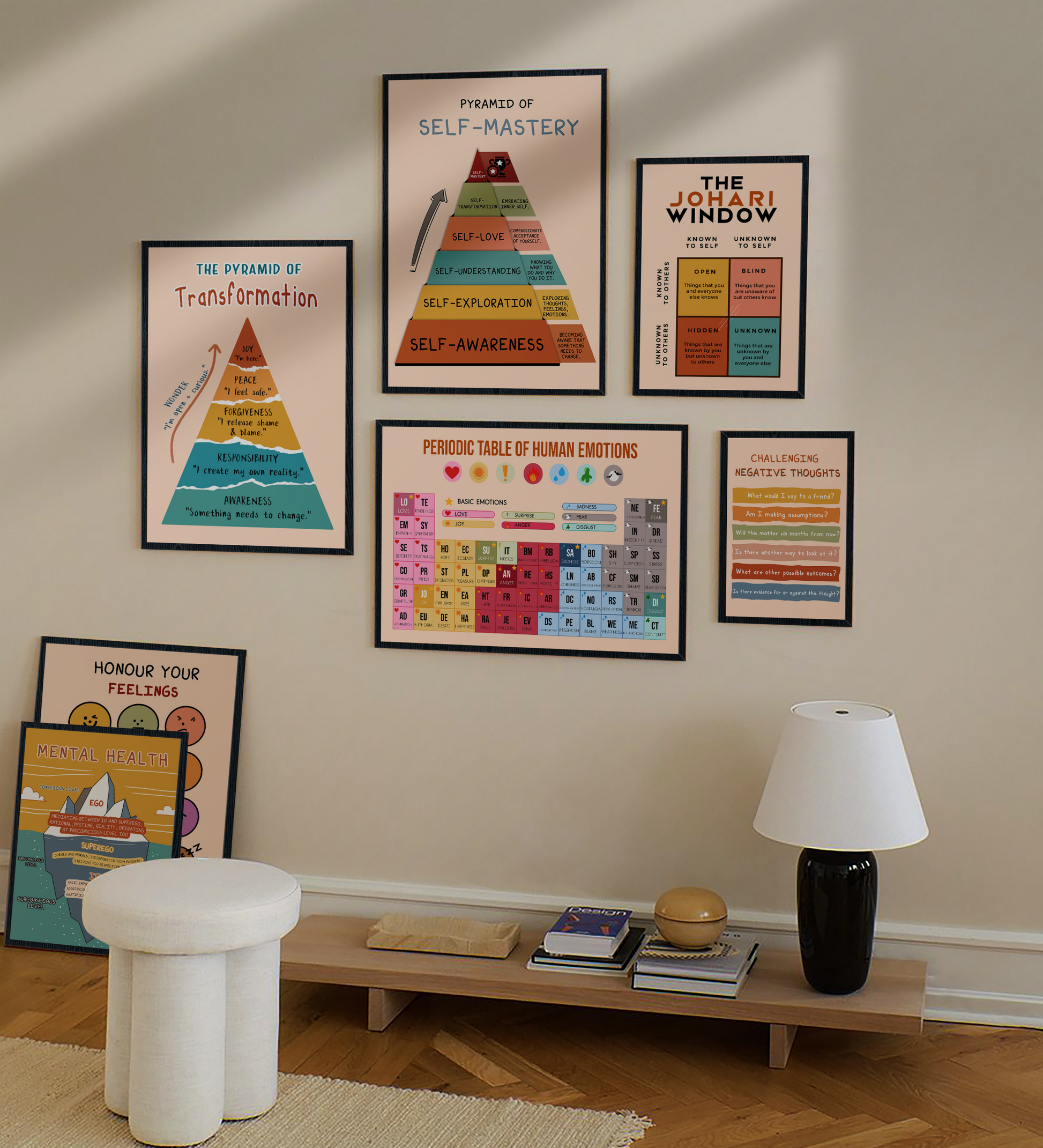 Boho Self Mastery Pyramid Mental Health Poster (6)