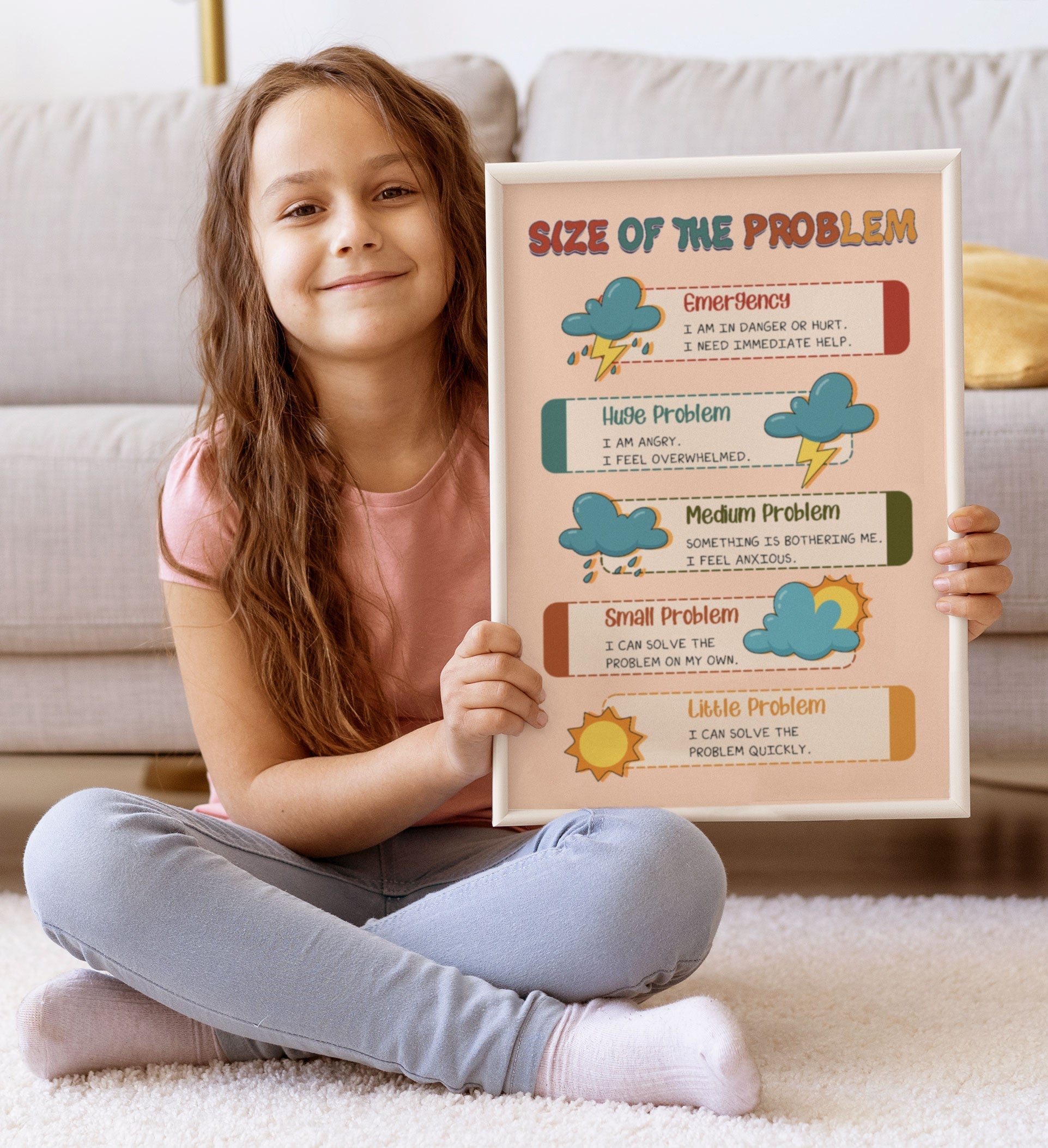 Boho Size of Problem Calm Corner Mental Health Poster (5)