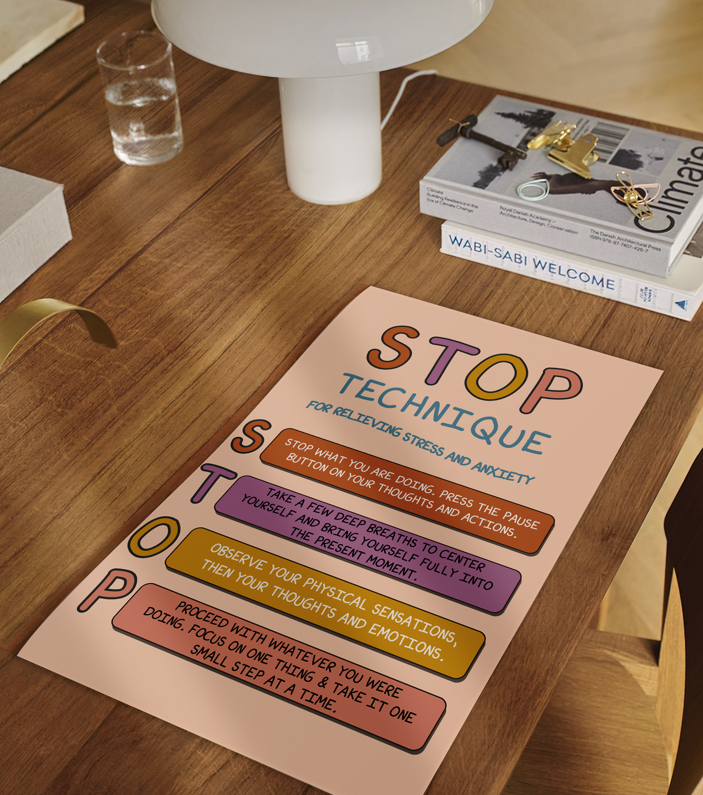 Boho Stop Technique Anxiety Mental Health Poster (2)