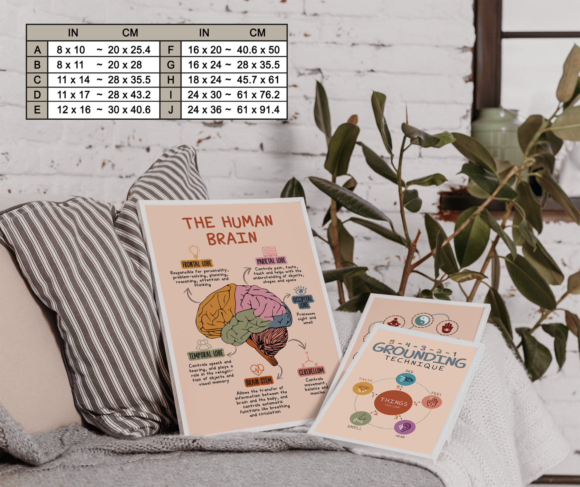 Boho The Human Brain Therapy Mental Health Poster (2)