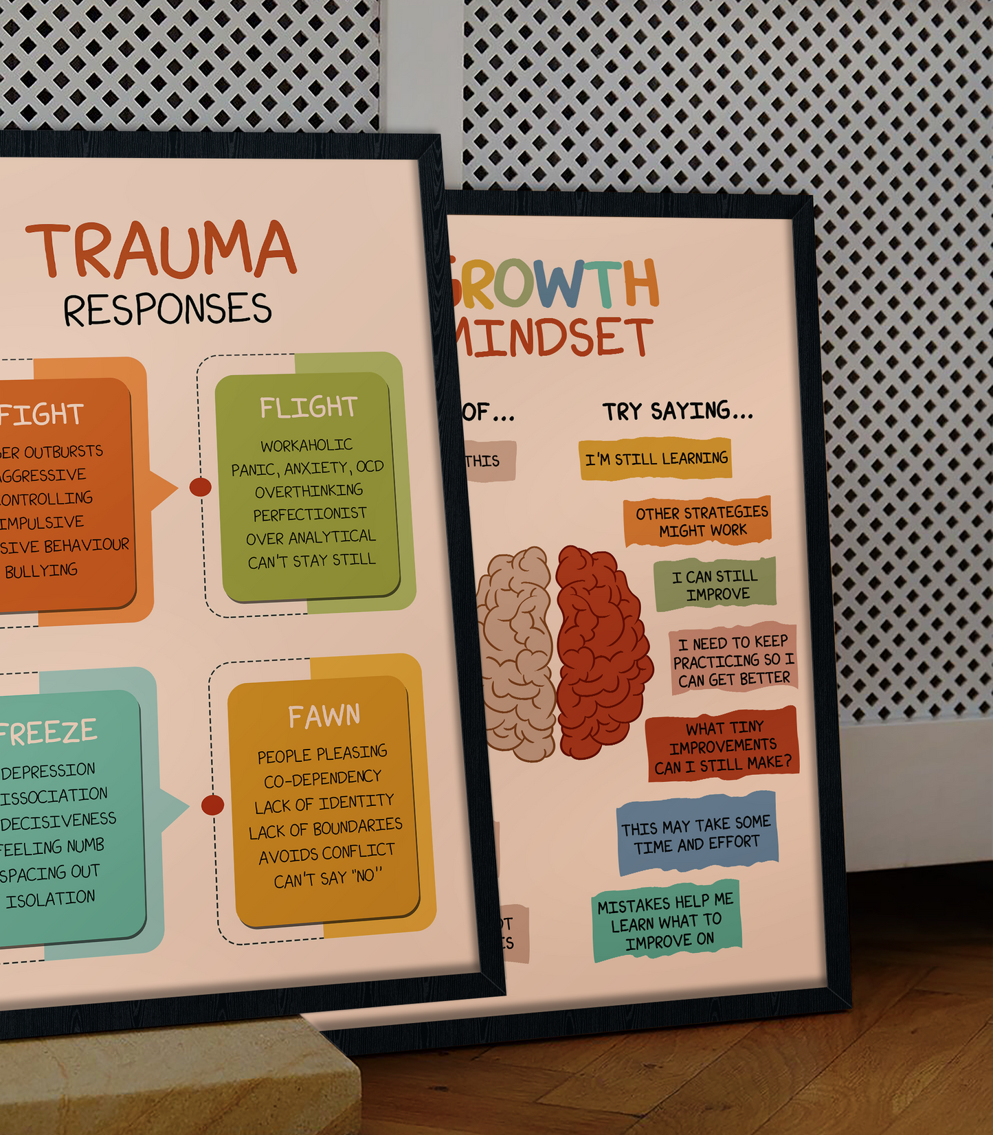 Boho Trauma Responses Therapy Mental Health Poster (3)