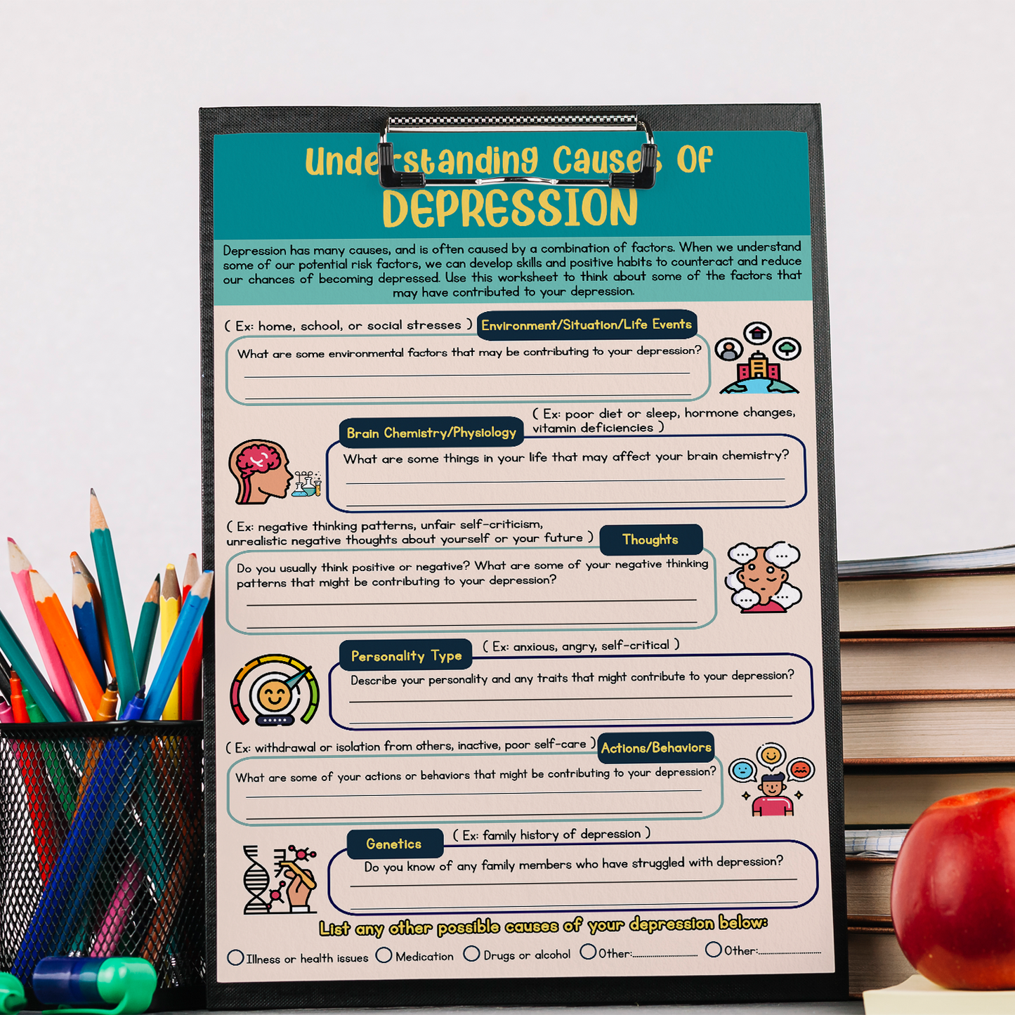 Causes of Depression Therapy Fillable Worksheet (2)