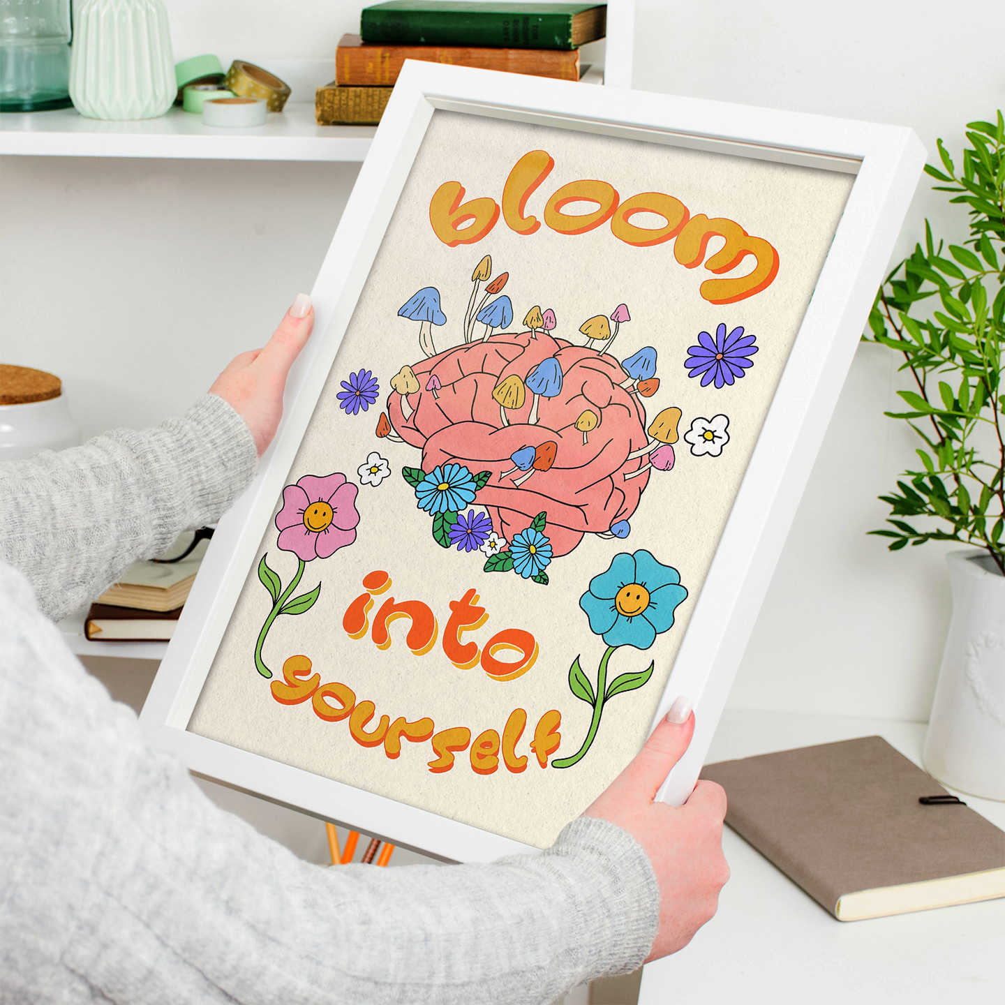 Colorful Bloom Into Yourself Mental Health Poster (3)