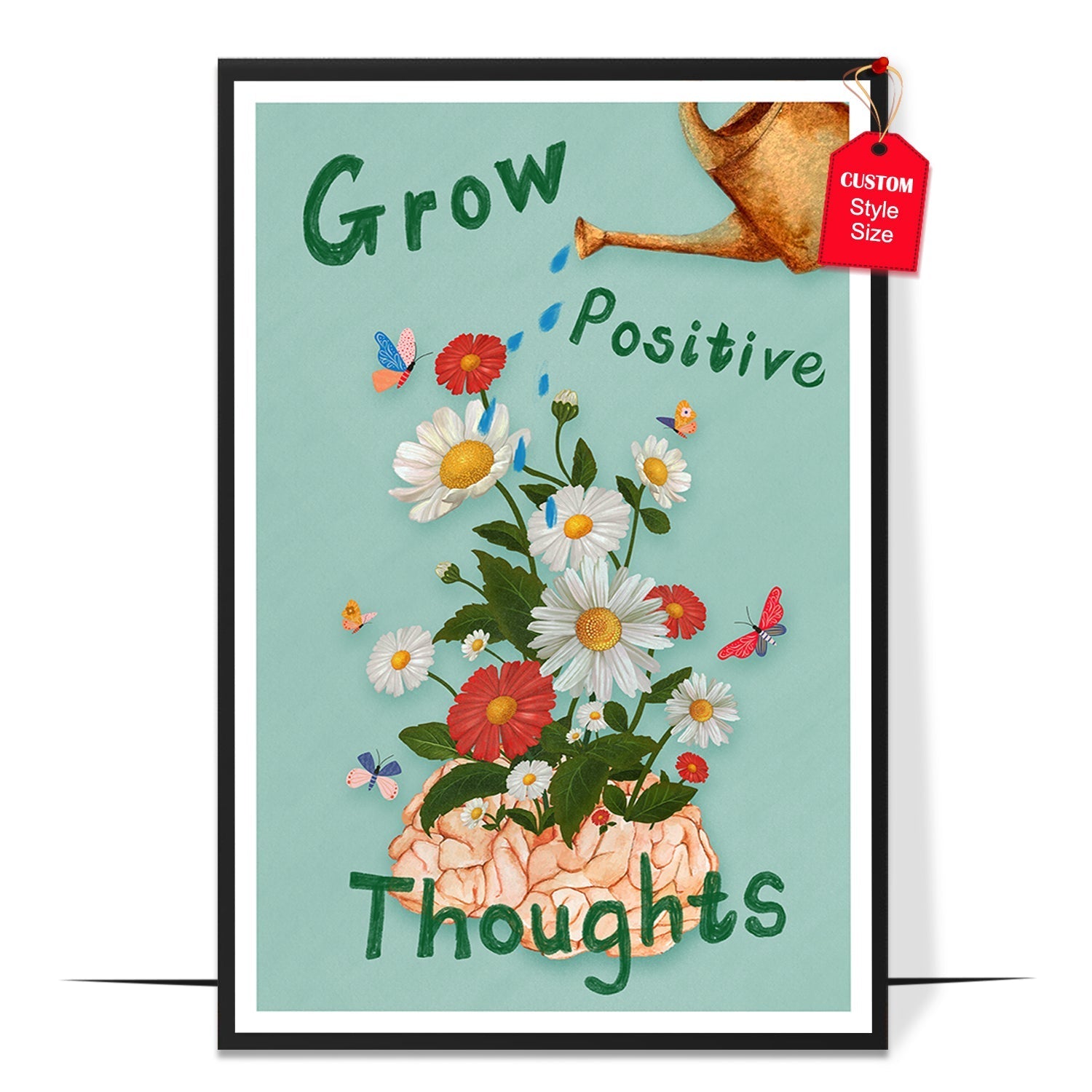 Colorful Grow Positive Thoughts Poster