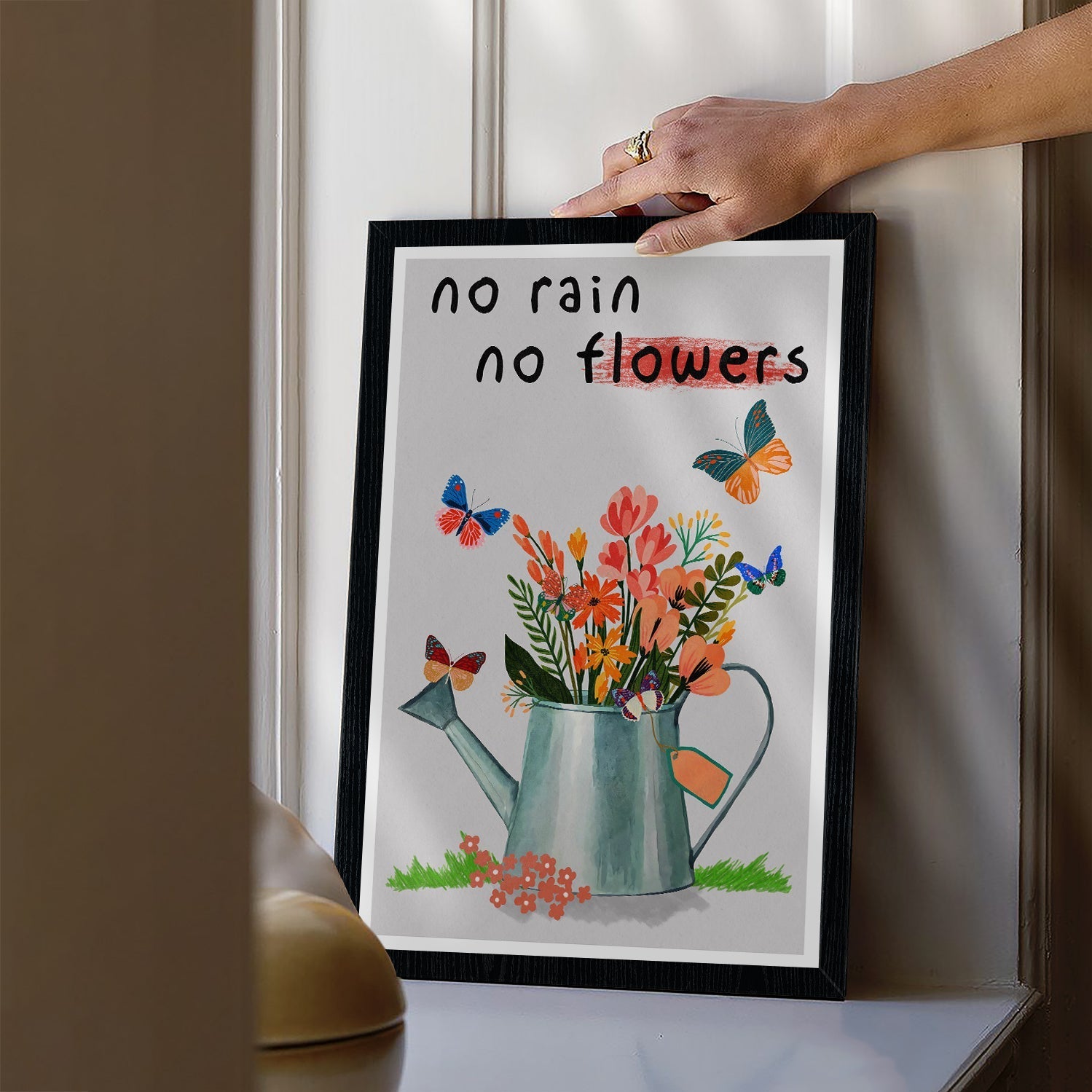 Colorful No Rain No Flowers Mental Health Poster (3)