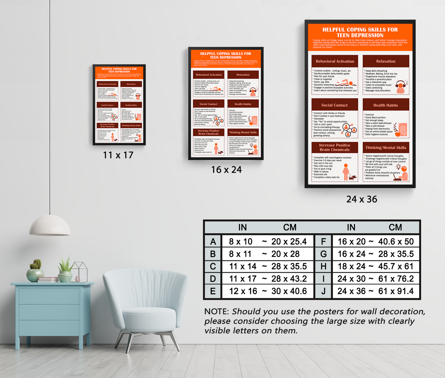 Depression Coping Skills for Teens Therapy Poster (7)