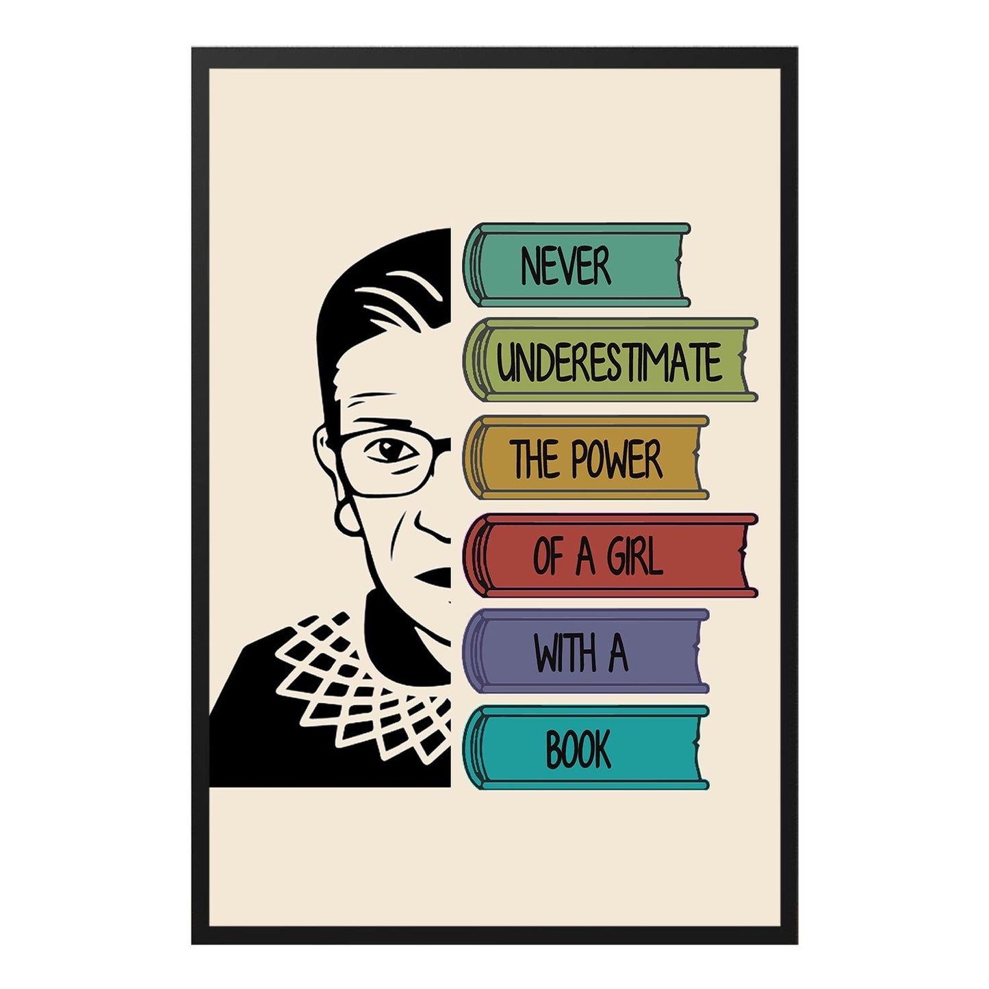  Never Underestimate RBG Inspirational Quote Poster Design 3