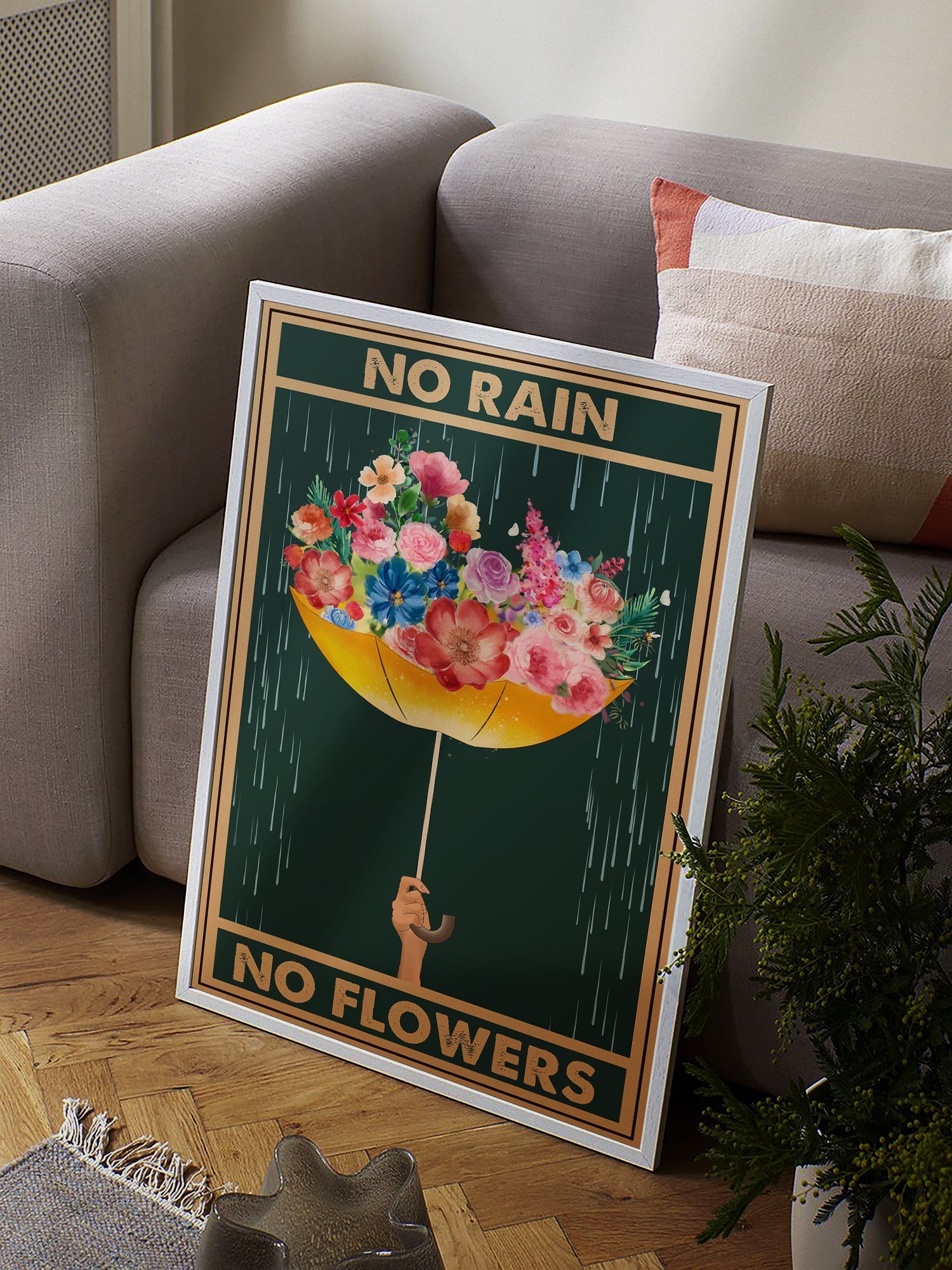 No Rain No Flower Vintage Mental Health Poster 1(3)