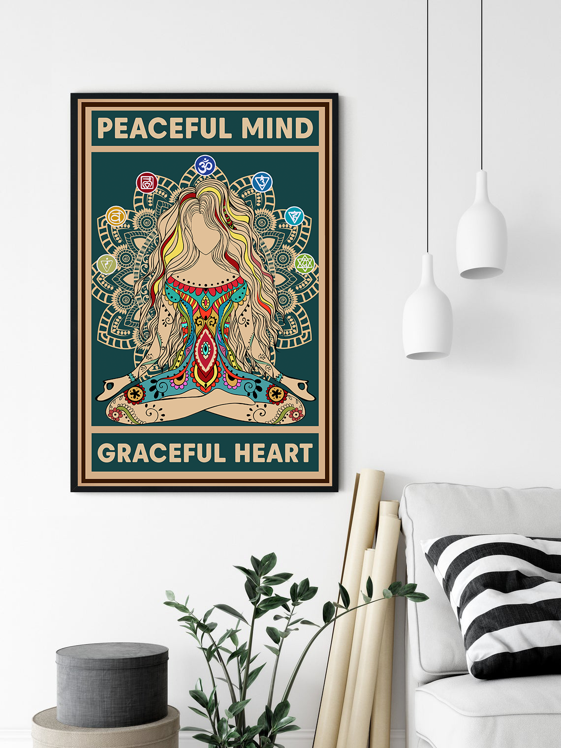 Peaceful Mind Graceful Heart Yoga Meditation Poster (4)