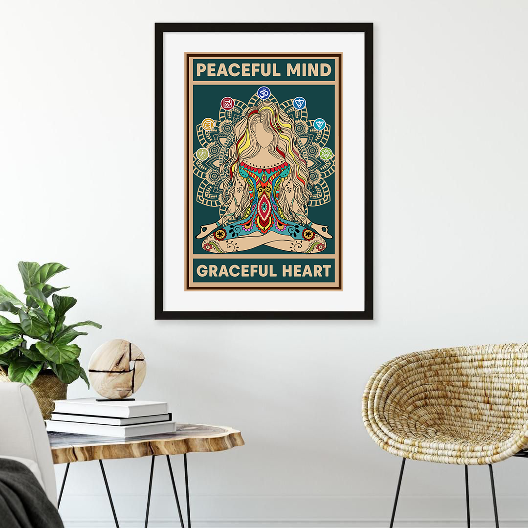 Peaceful Mind Graceful Heart Yoga Meditation Poster (5)