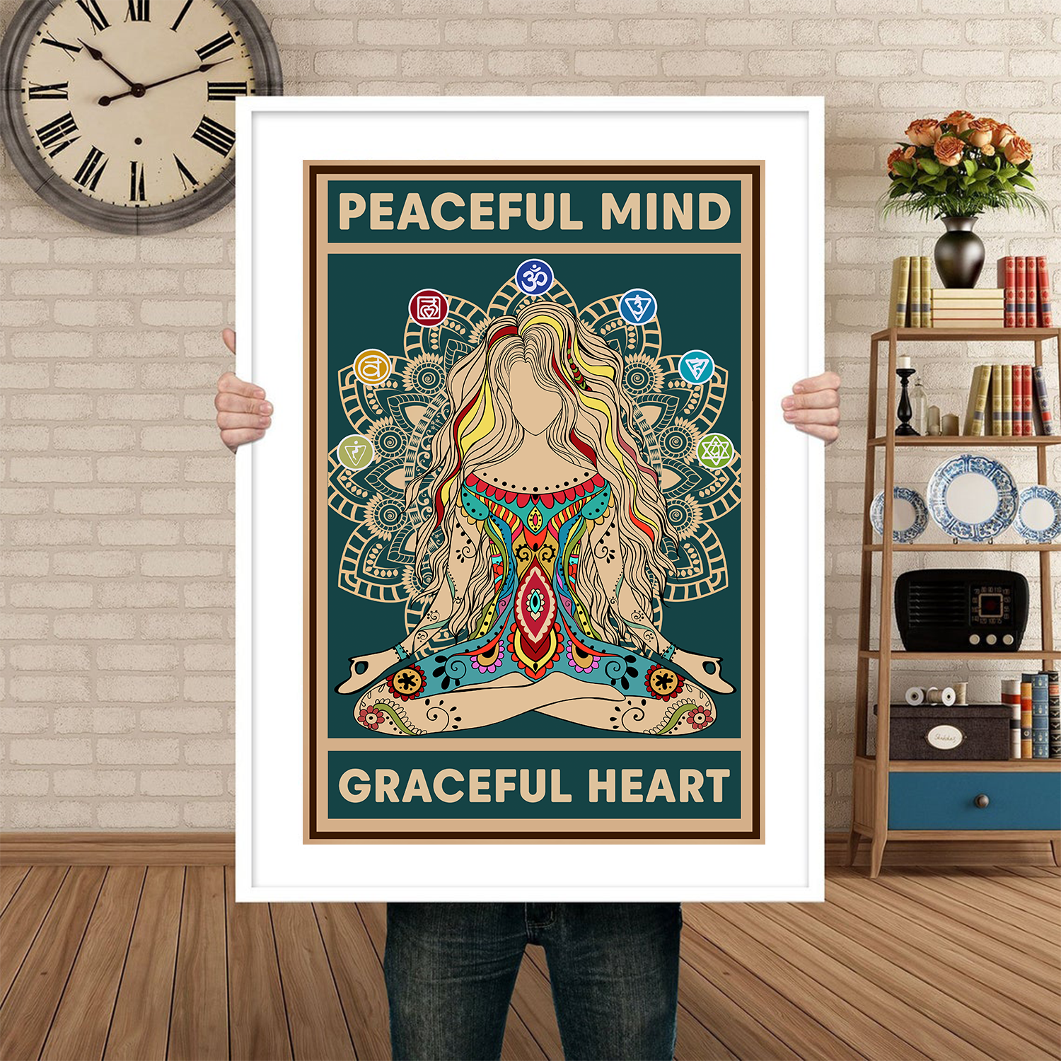 Peaceful Mind Graceful Heart Yoga Meditation Poster (6)