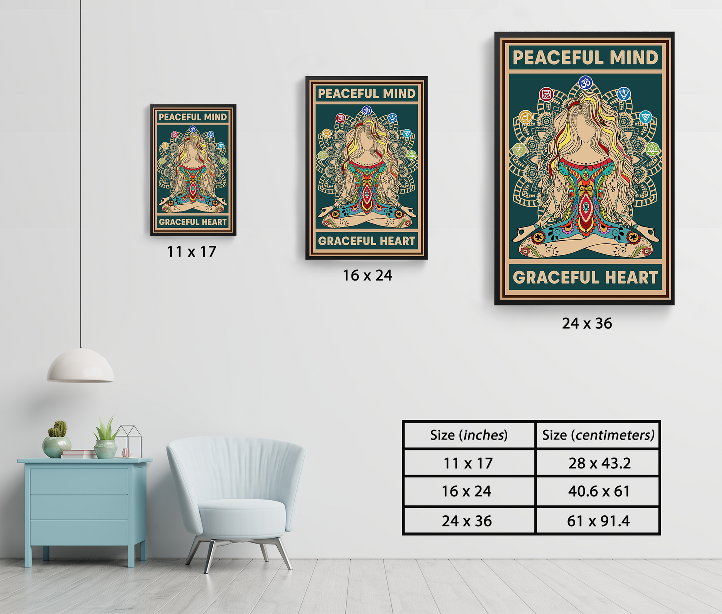 Peaceful Mind Graceful Heart Yoga Meditation Poster (7)