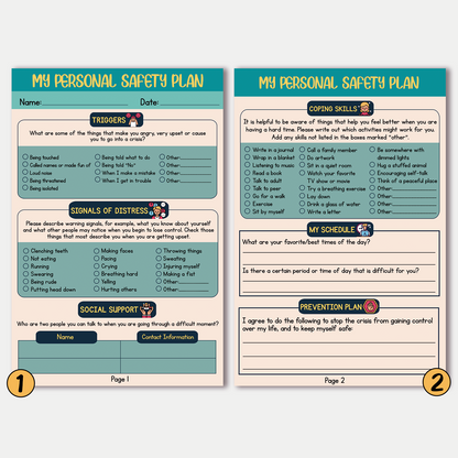 Set of 2 Personal Safety Plan Worksheet