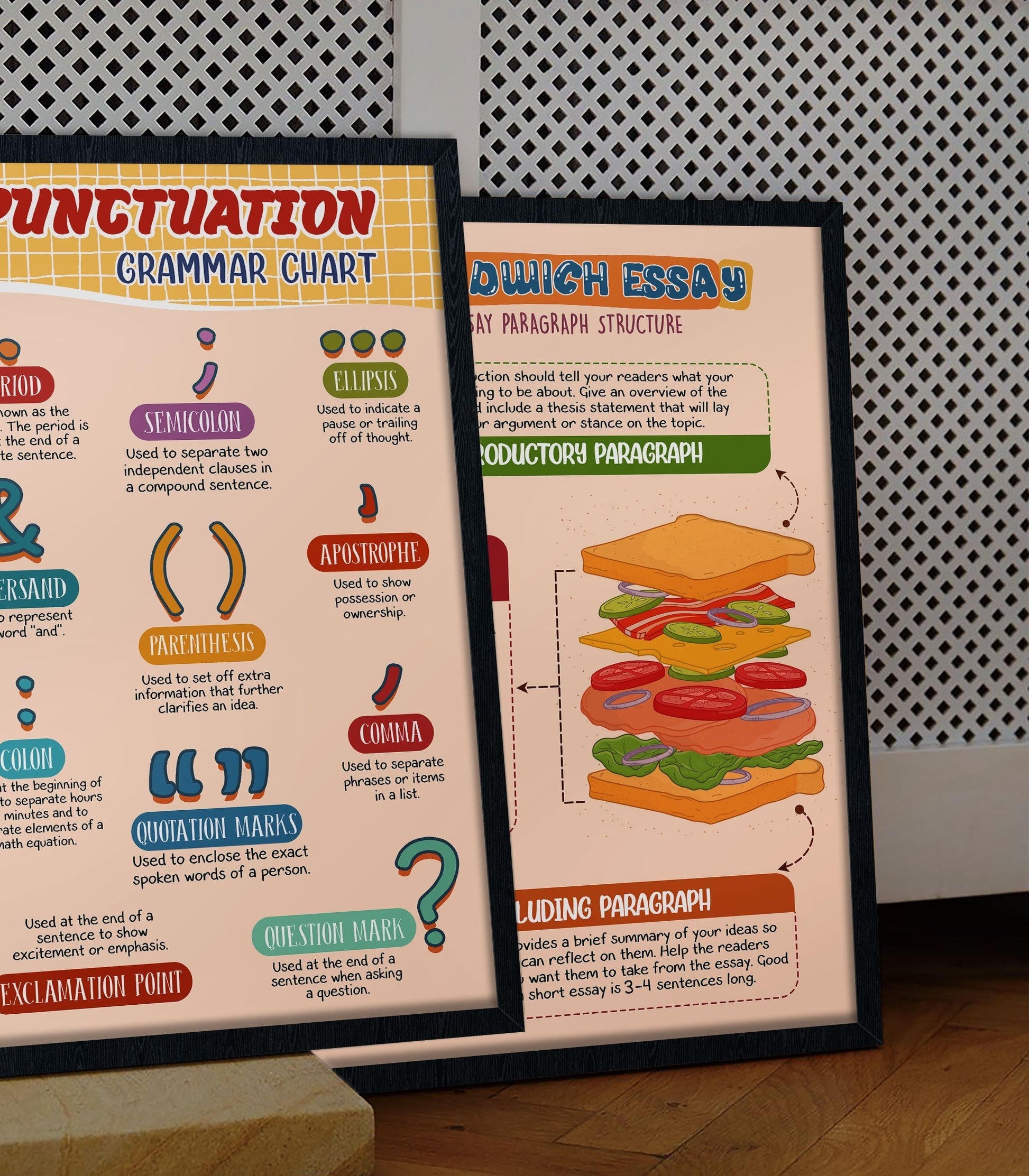 Punctuation Chart Boho English Classroom Poster (3)