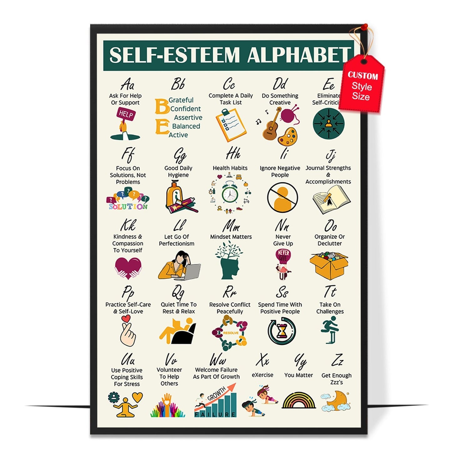 Self Esteem Coping Skills Alphabet Poster