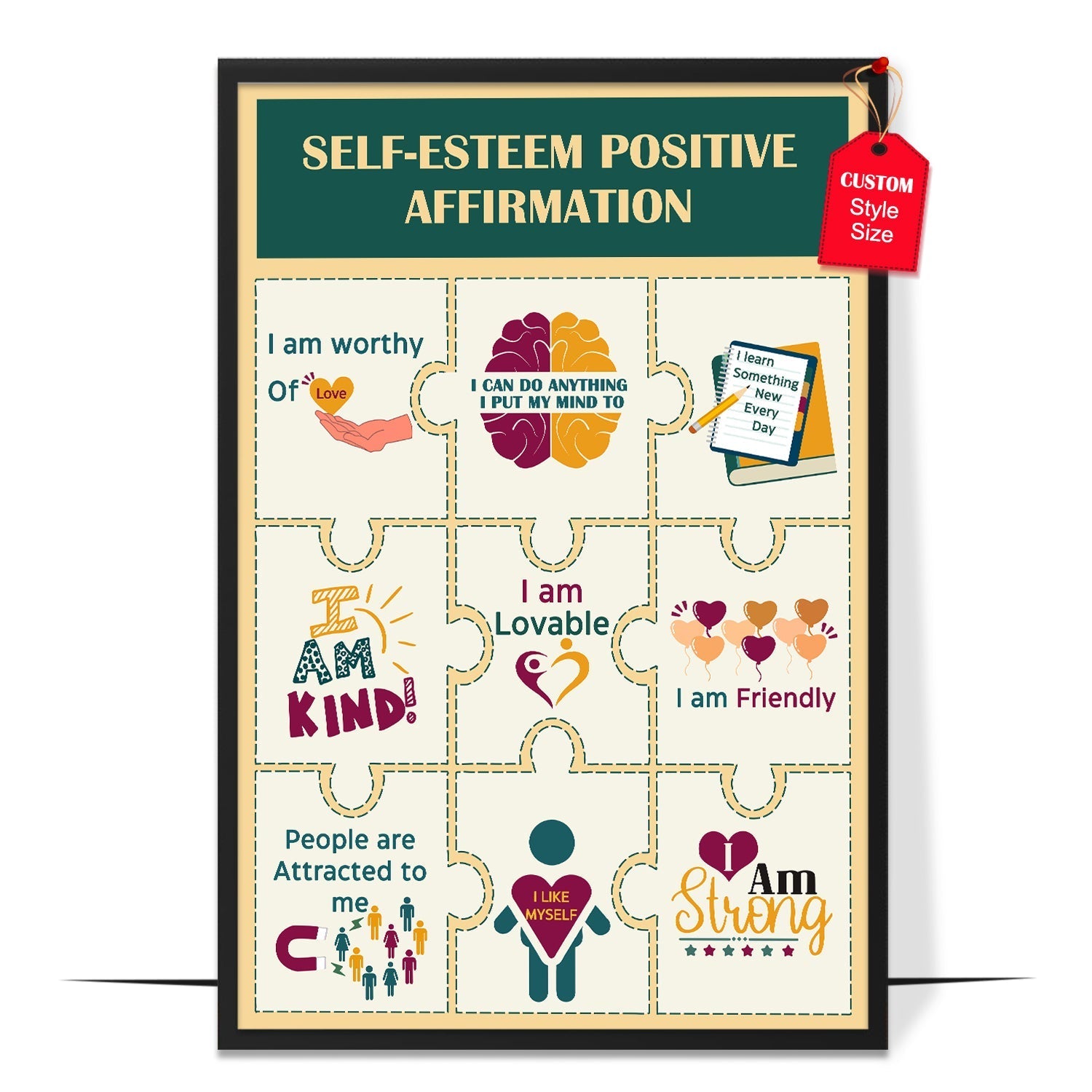 Self-Esteem Positive Affirmations Design 3 Poster