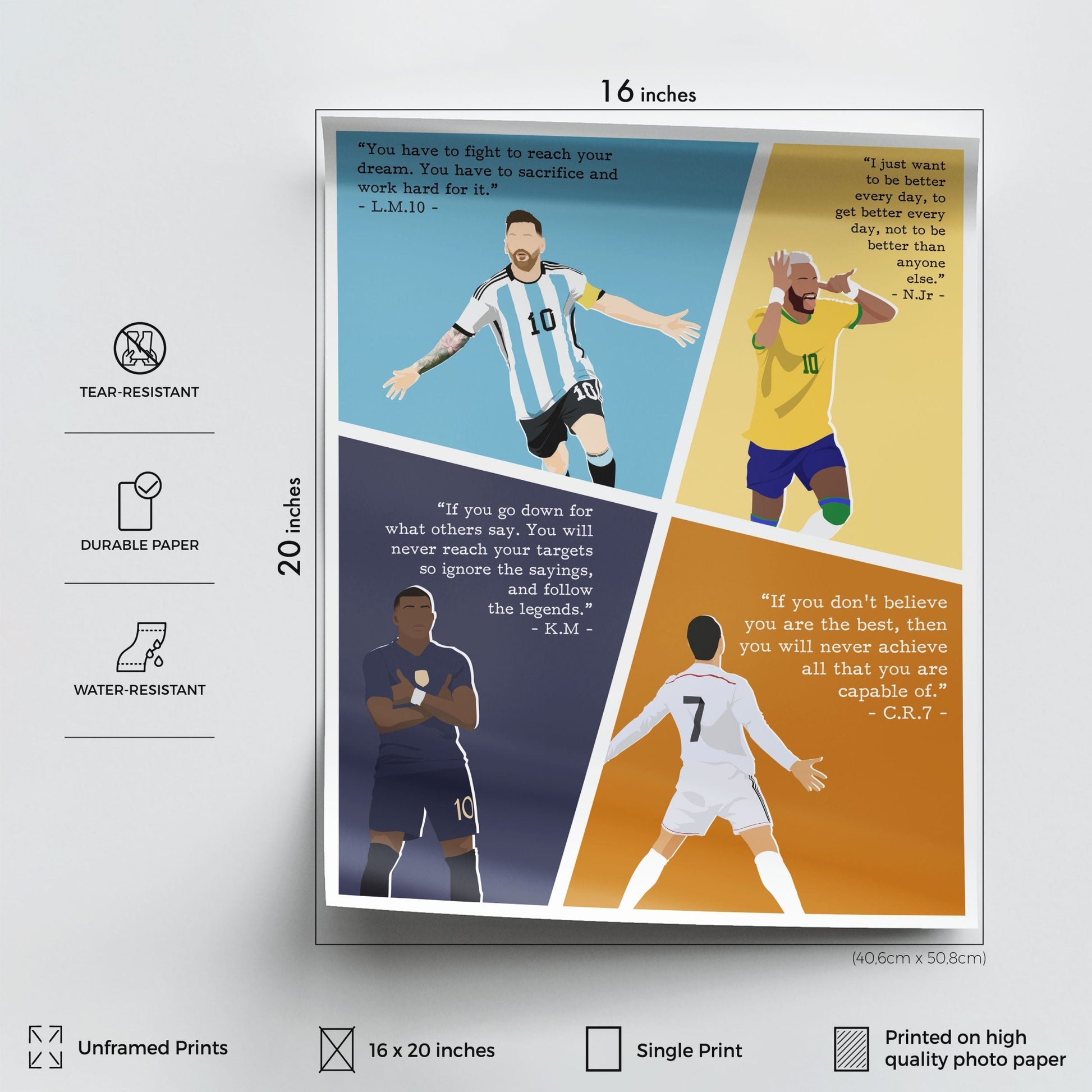 Soccer Superstars UNFRAMED 16&#215;20 inch High-Quality Poster (3)