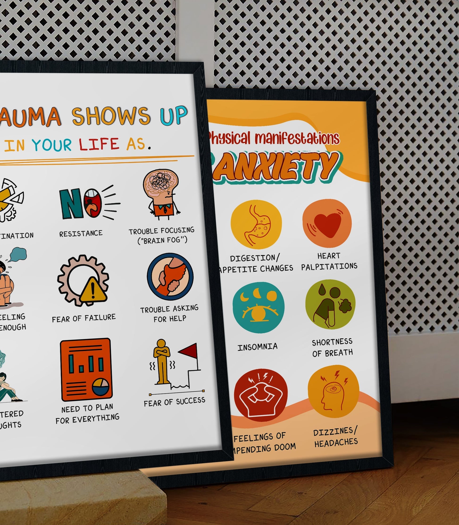 Trauma Shows Up Therapy Mental Health Poster (3)