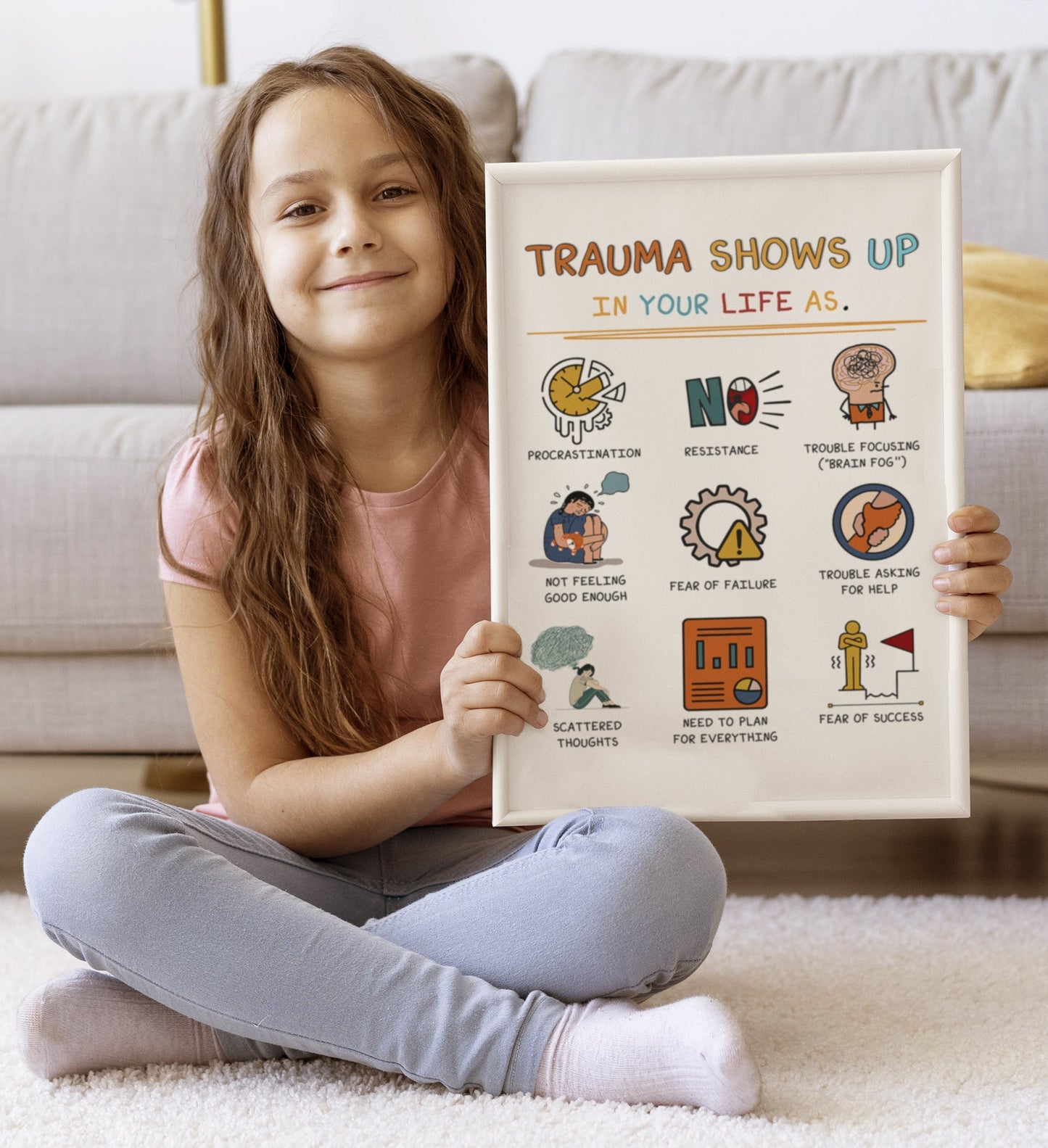 Trauma Shows Up Therapy Mental Health Poster (5)