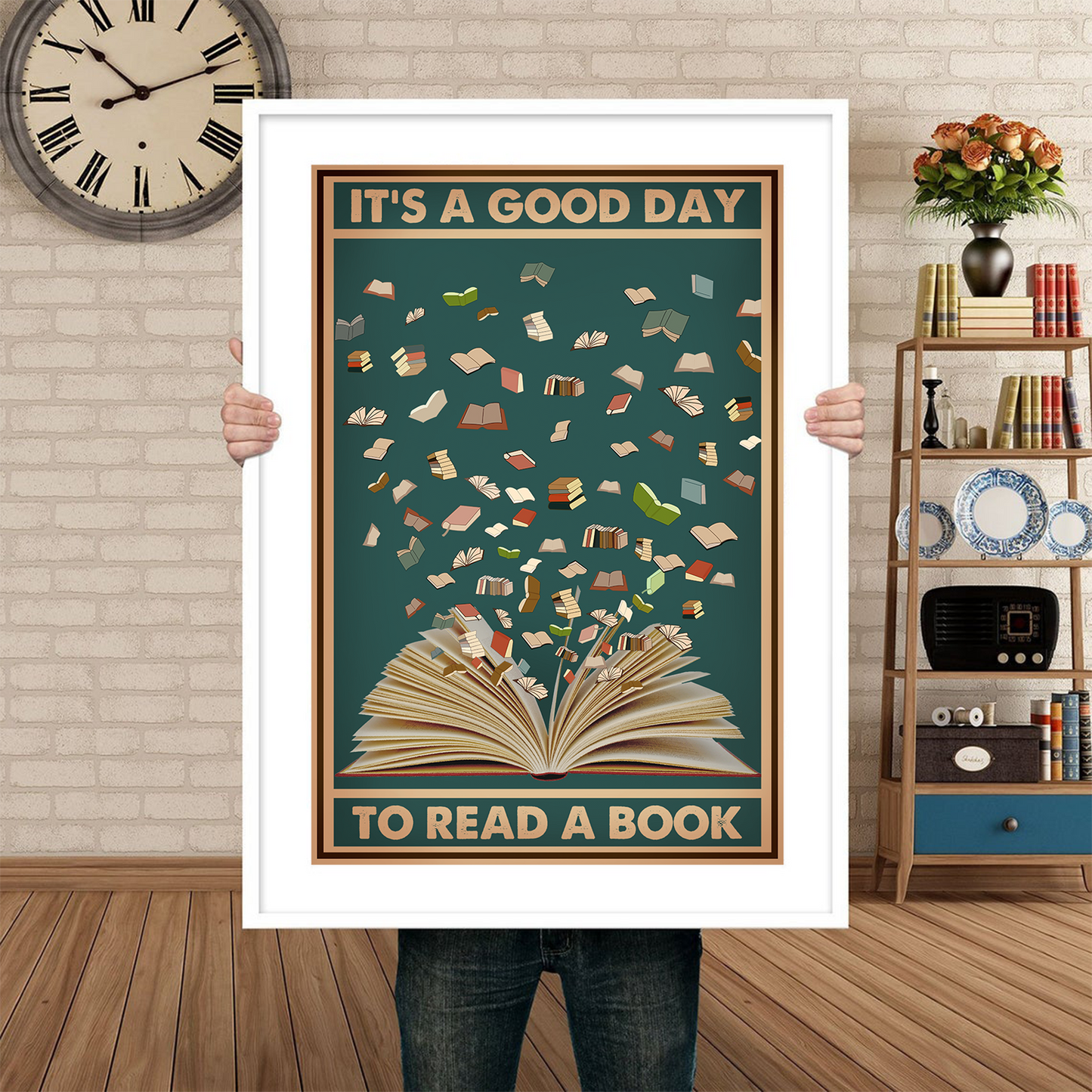 Vintage Good Day Reading Books Positive Quote Poster (4)