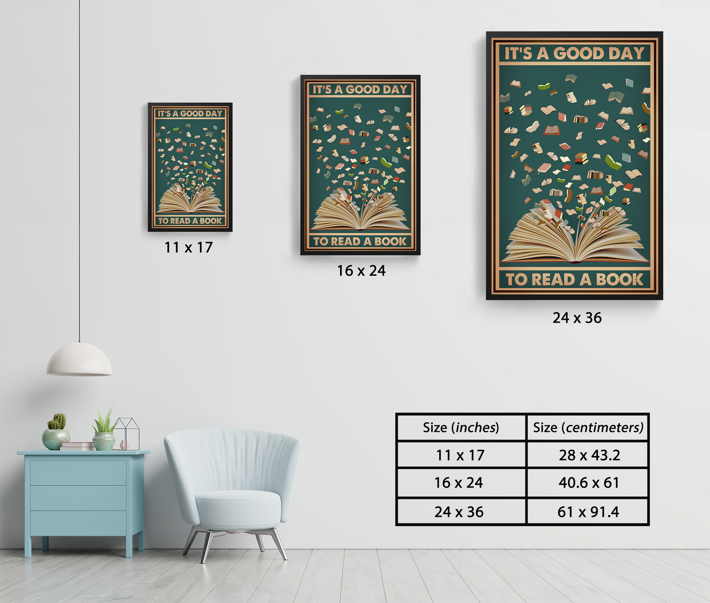 Vintage Good Day Reading Books Positive Quote Poster (6)