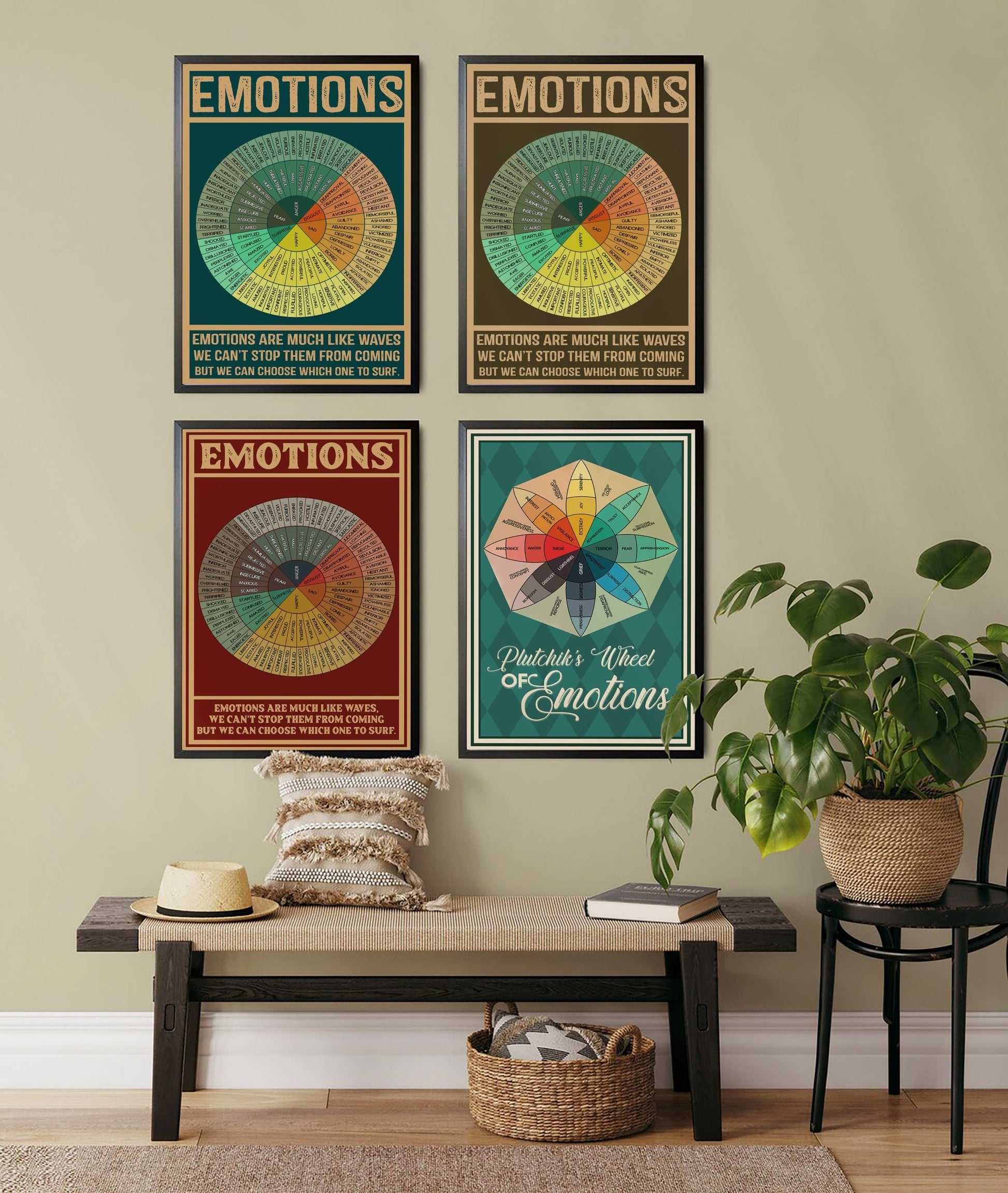 Wheel of Emotions Vintage Mental Health Poster (5)