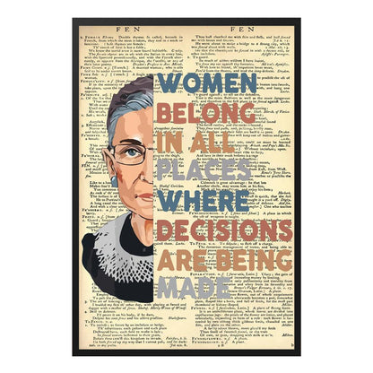  Women Belong in All Places RBG Inspirational Poster Design 1